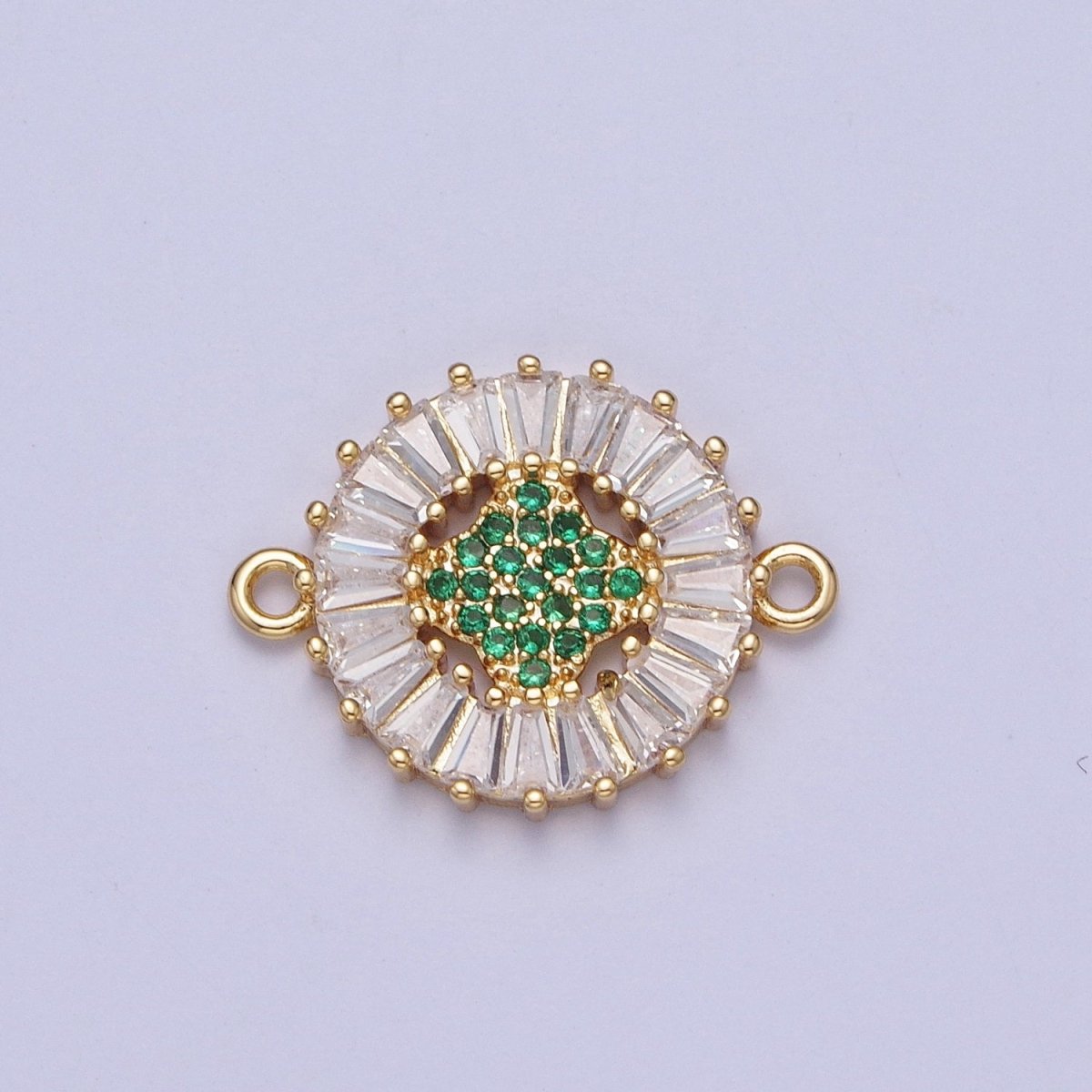 Dainty Round CZ Clover Gold Filled Charm Connector Clear Baguette Link Connector for Bracelet Necklace Supply F-322 F-356 F-417 F-437 F-464 F-483