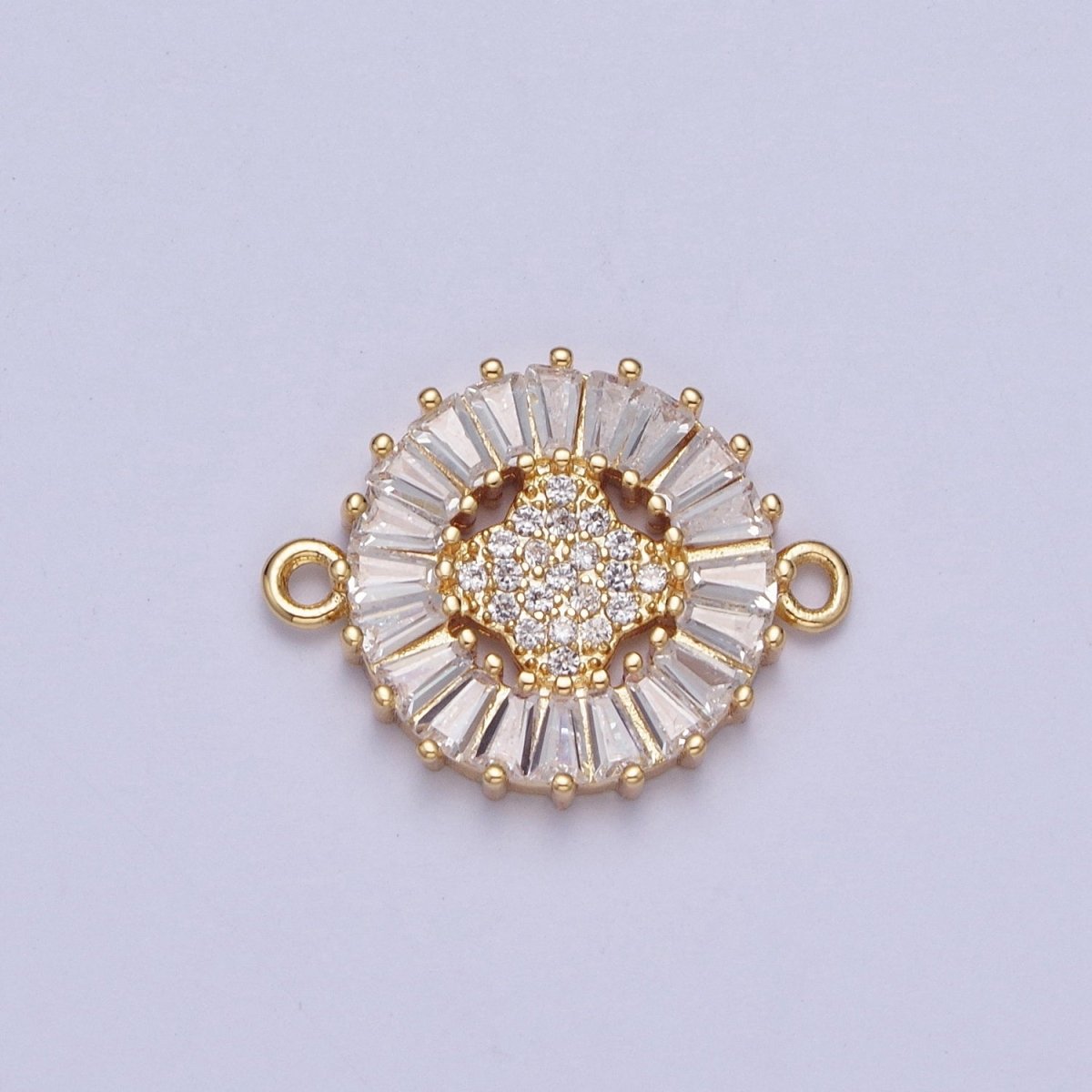 Dainty Round CZ Clover Gold Filled Charm Connector Clear Baguette Link Connector for Bracelet Necklace Supply F-322 F-356 F-417 F-437 F-464 F-483