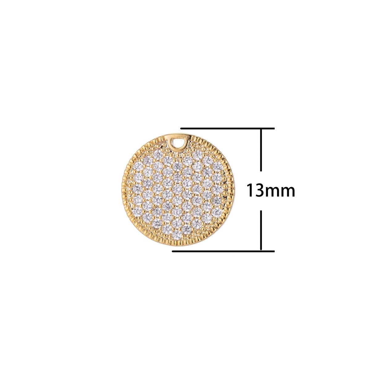 Dainty Round Gold Crystal Charm, Micro Pave CZ Charm, 18K Gold Filled Pendant Circle Geometric Necklace Charm for Jewelry MakingC-381