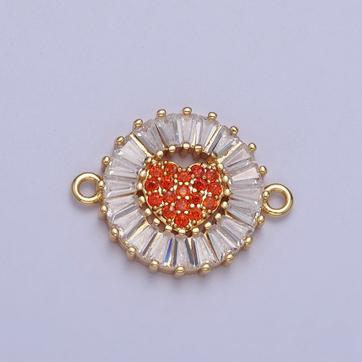 Dainty Round Heart Gold Filled Charm Connector Clear Baguette Link Connector for Bracelet Necklace Supply G-865~G-870