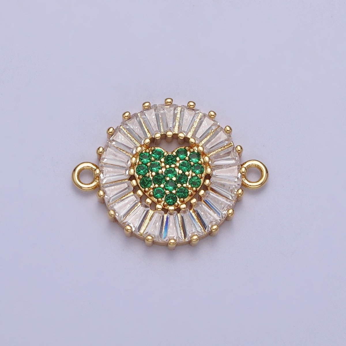 Dainty Round Heart Gold Filled Charm Connector Clear Baguette Link Connector for Bracelet Necklace Supply G-865~G-870