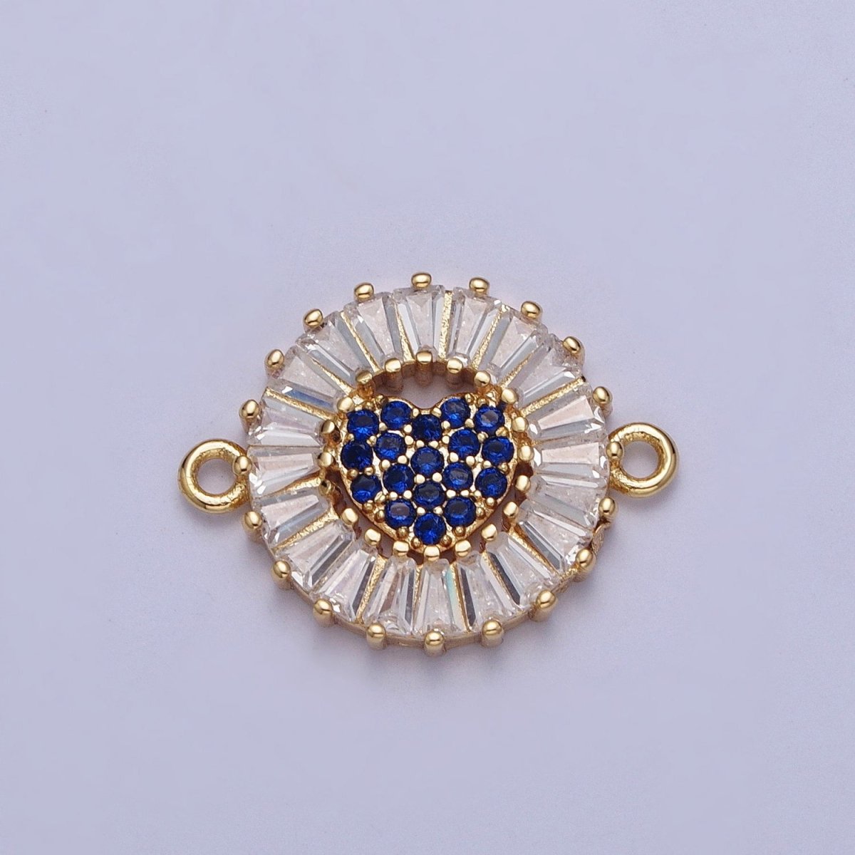 Dainty Round Heart Gold Filled Charm Connector Clear Baguette Link Connector for Bracelet Necklace Supply G-865~G-870