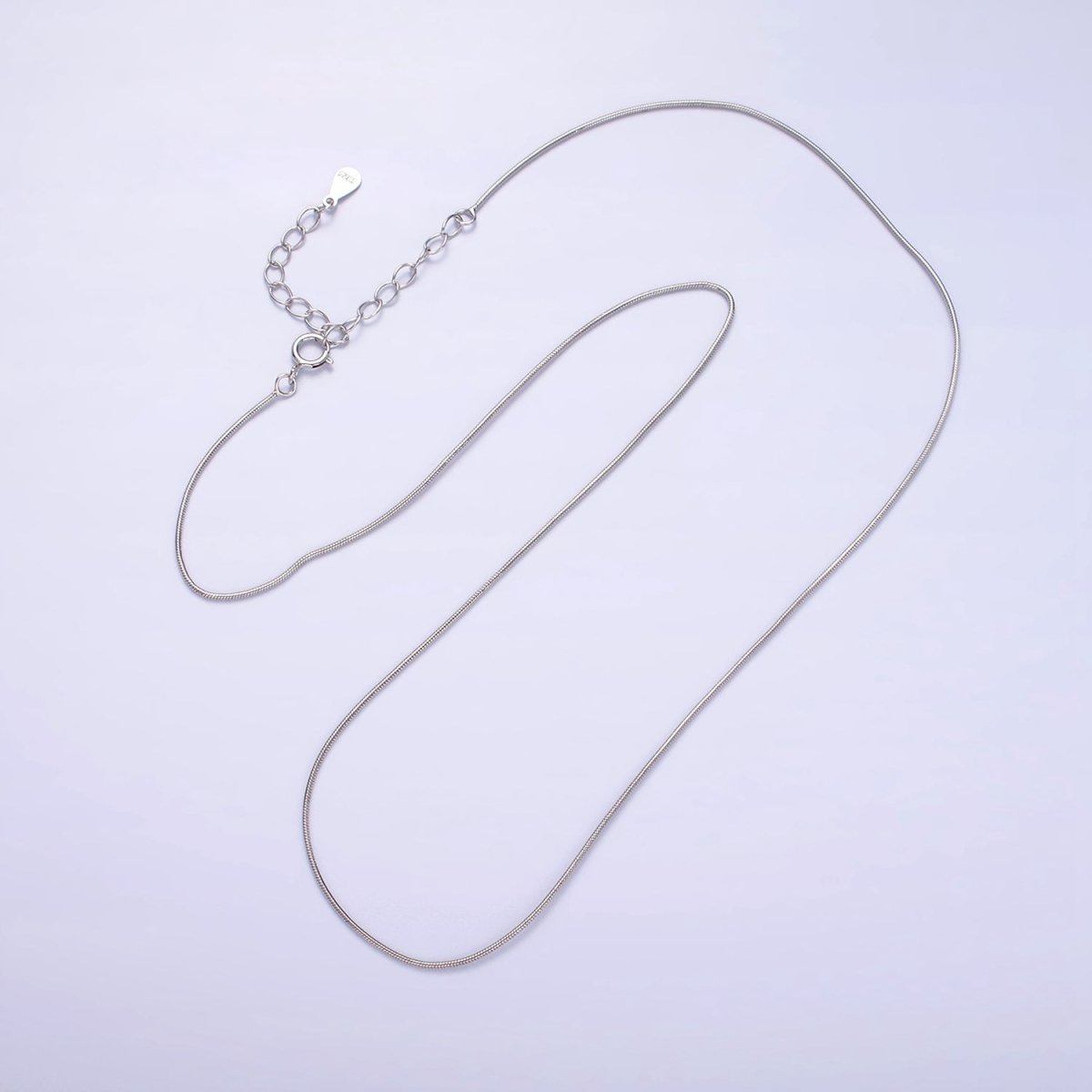 Dainty S925 Sterling Silver 0.7mm Snake Cocoon Chain 16 Inch + 2 inch Extender Chain Necklace | WA-2160 Clearance Pricing
