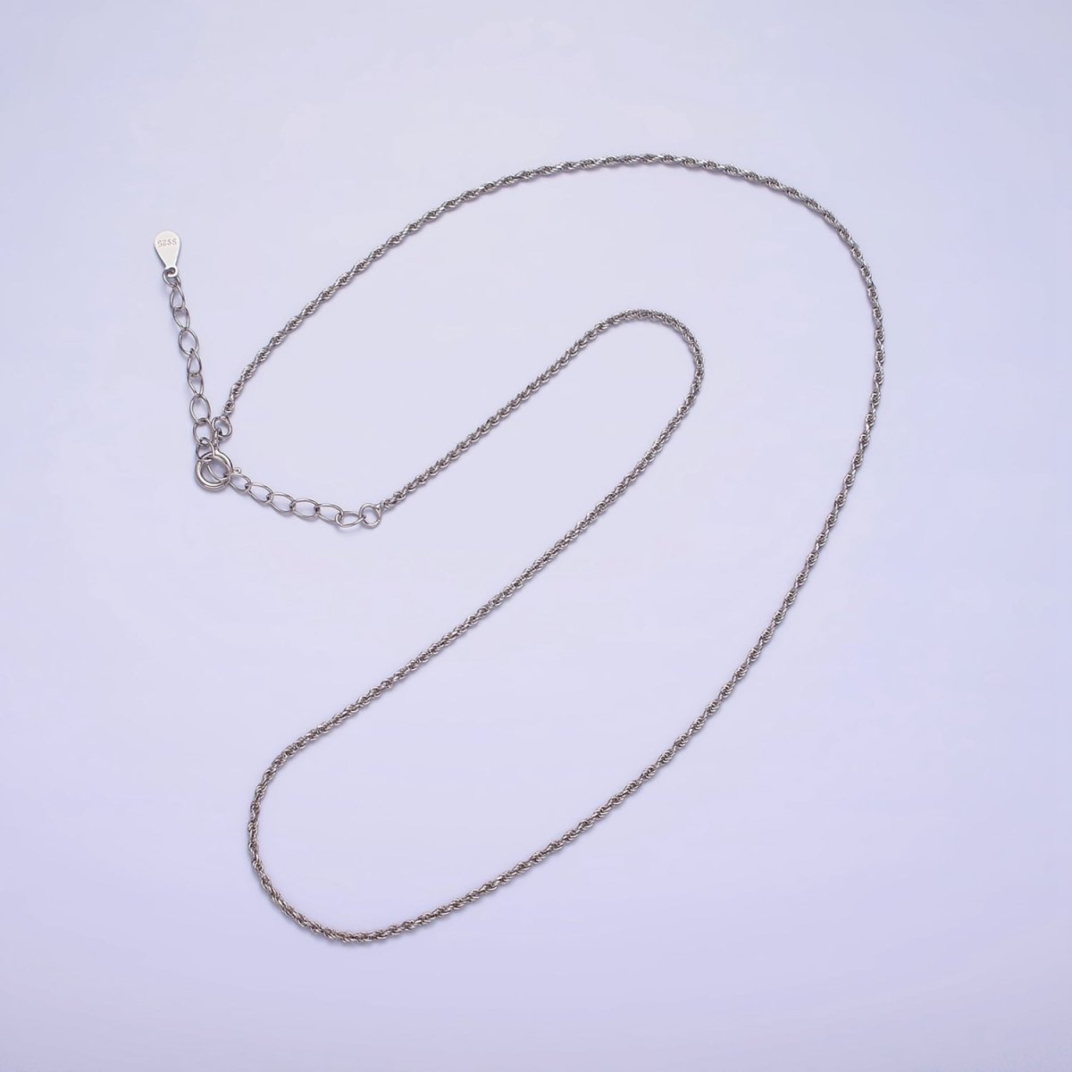 Dainty S925 Sterling Silver 1mm Twisted Rope 15.35 Choker Chain Necklace | WA-1941 Clearance Pricing