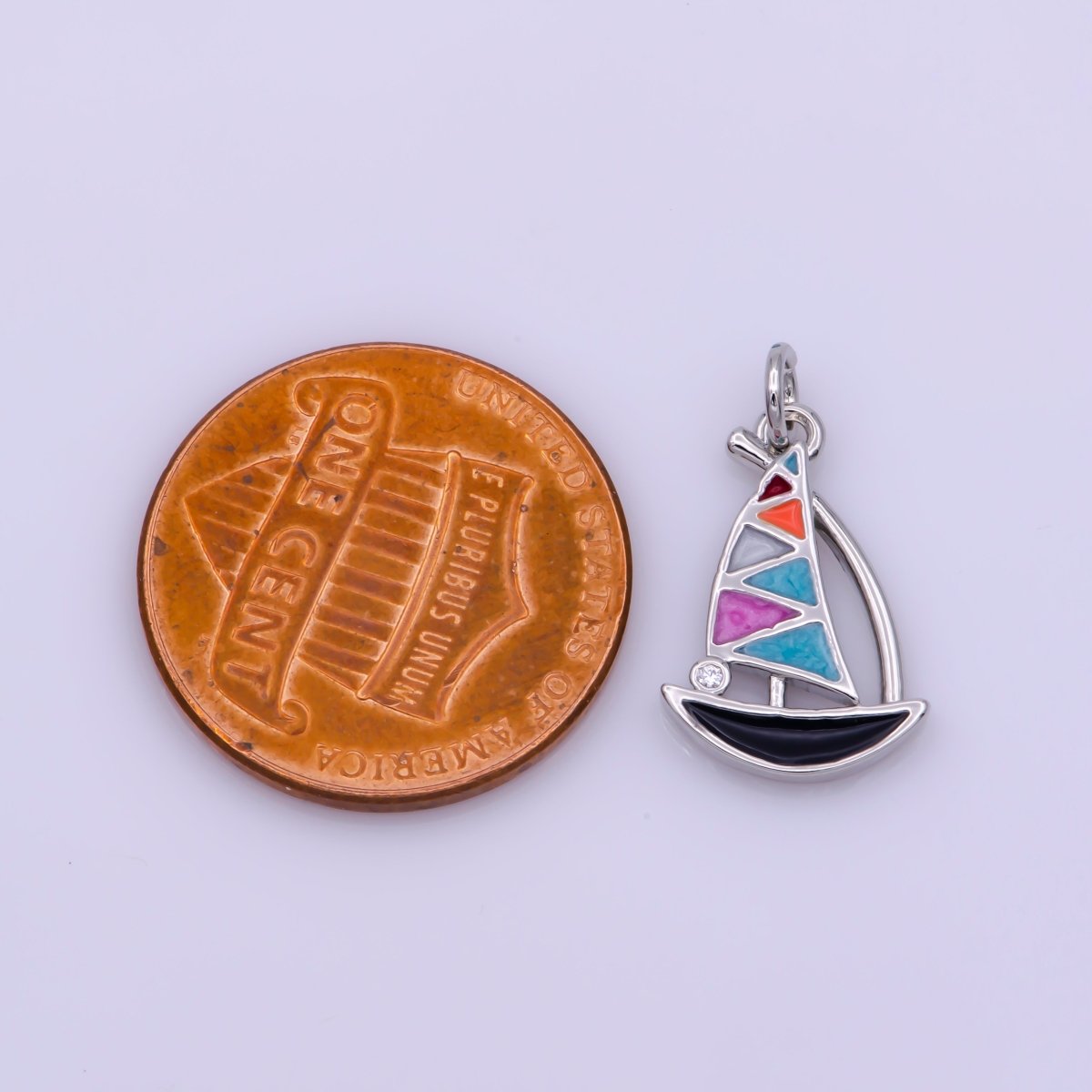 Dainty Sail Boat Charm Multi Color Enamel Gold Filled Charm for Necklace Earring Bracelet Component M-529 M-757