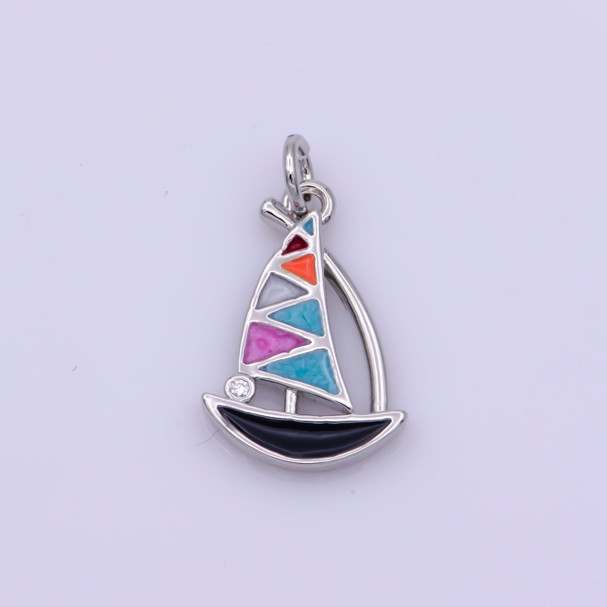 Dainty Sail Boat Charm Multi Color Enamel Gold Filled Charm for Necklace Earring Bracelet Component M-529 M-757