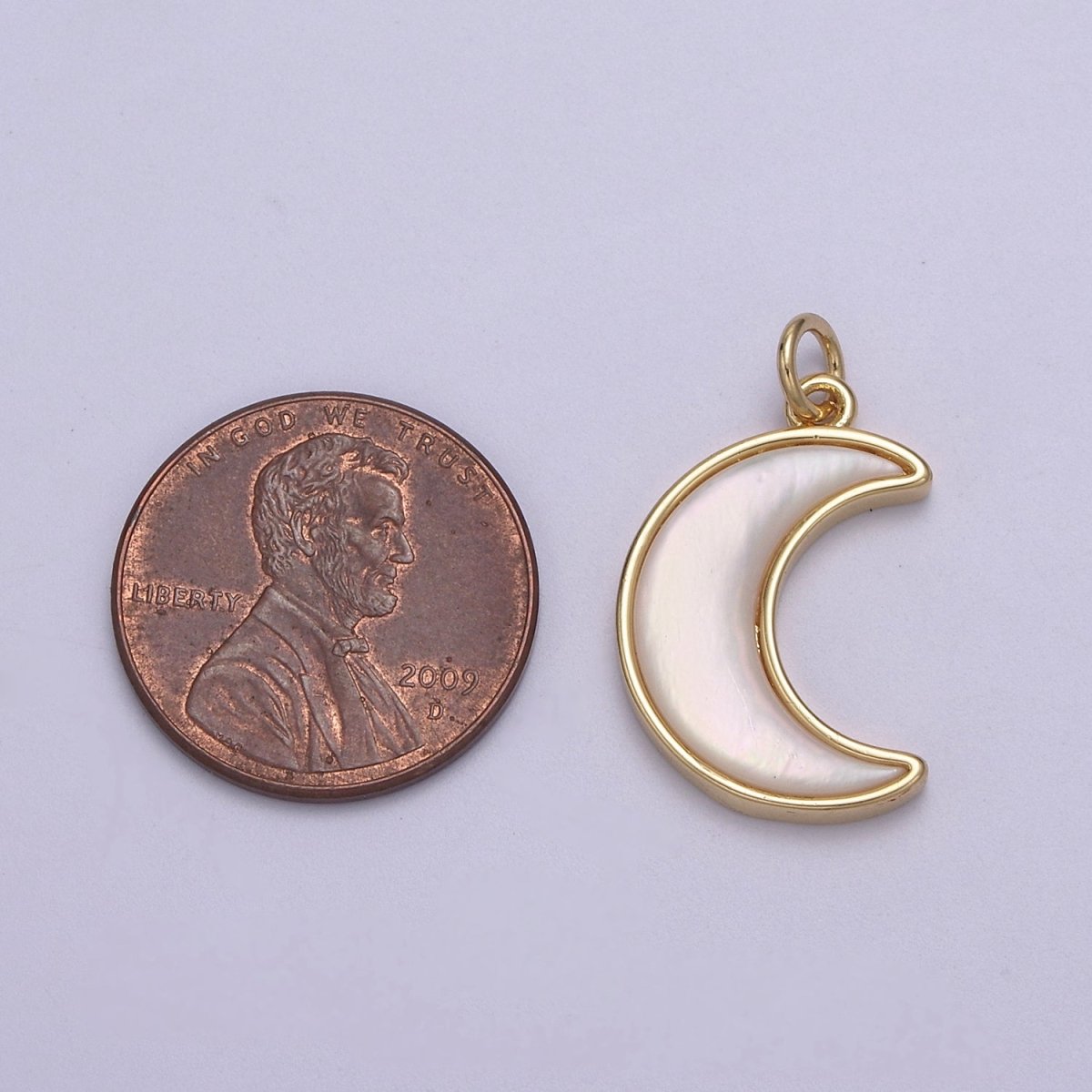 Dainty Shell Pearl Crescent Moon Charm Minimalist Celestial Jewelry Making  N-823