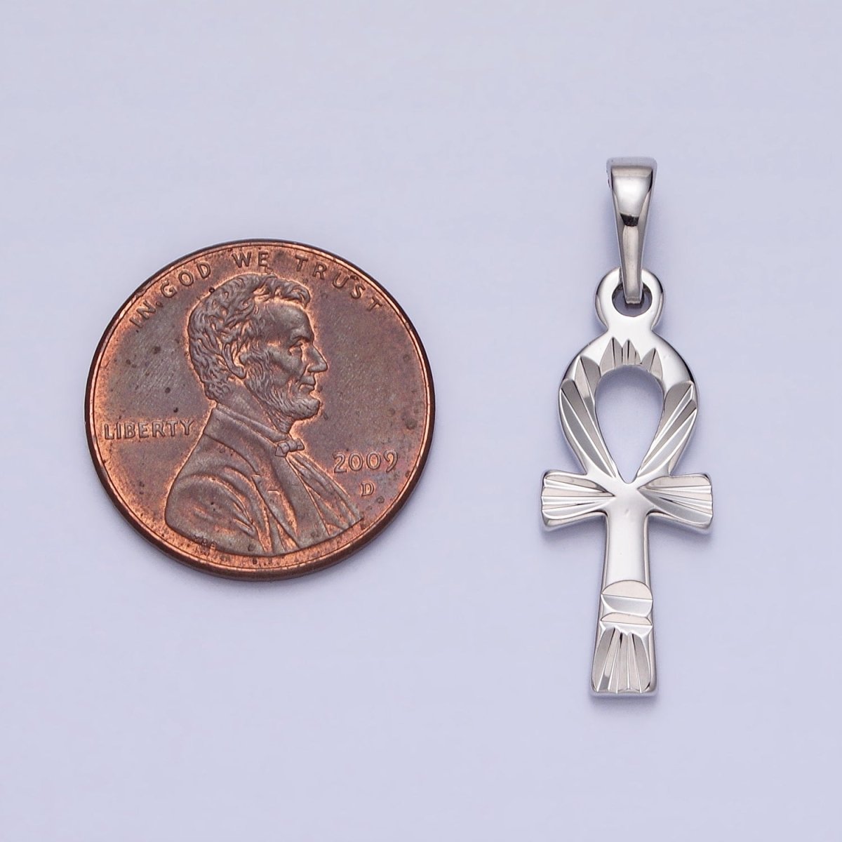 Dainty Silver Ankh Cross Pendant Egyptian Ankh Cross Charm AA238