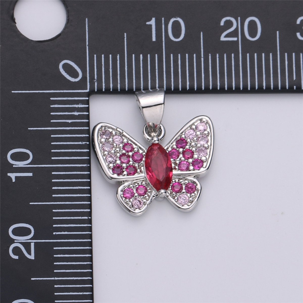 Dainty Silver Butterfly Charm - Insect Charm - 17X16mm - Butterfly Pendants - Micro Pave Charms Cubic Butterfly Charms I-603