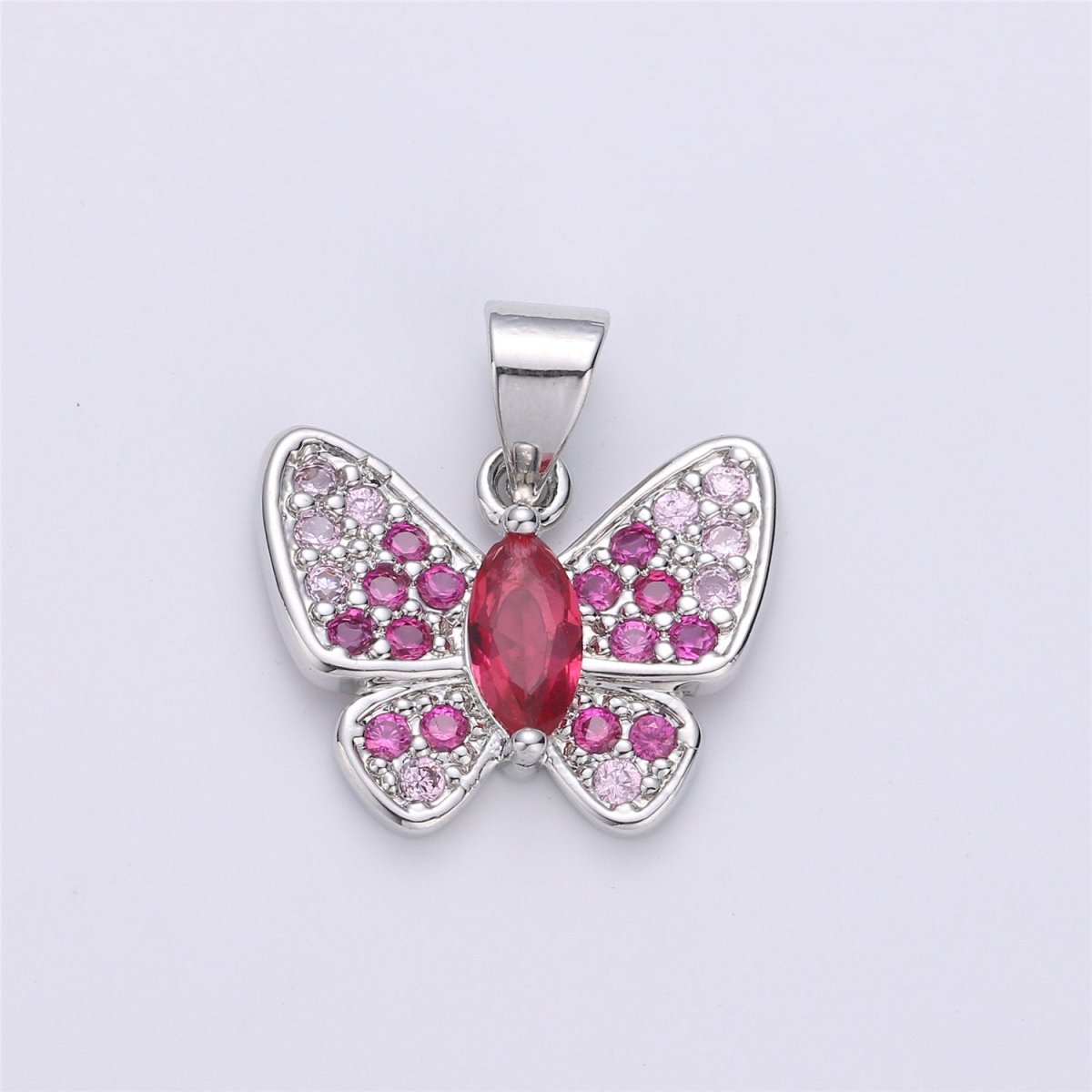 Dainty Silver Butterfly Charm - Insect Charm - 17X16mm - Butterfly Pendants - Micro Pave Charms Cubic Butterfly Charms I-603