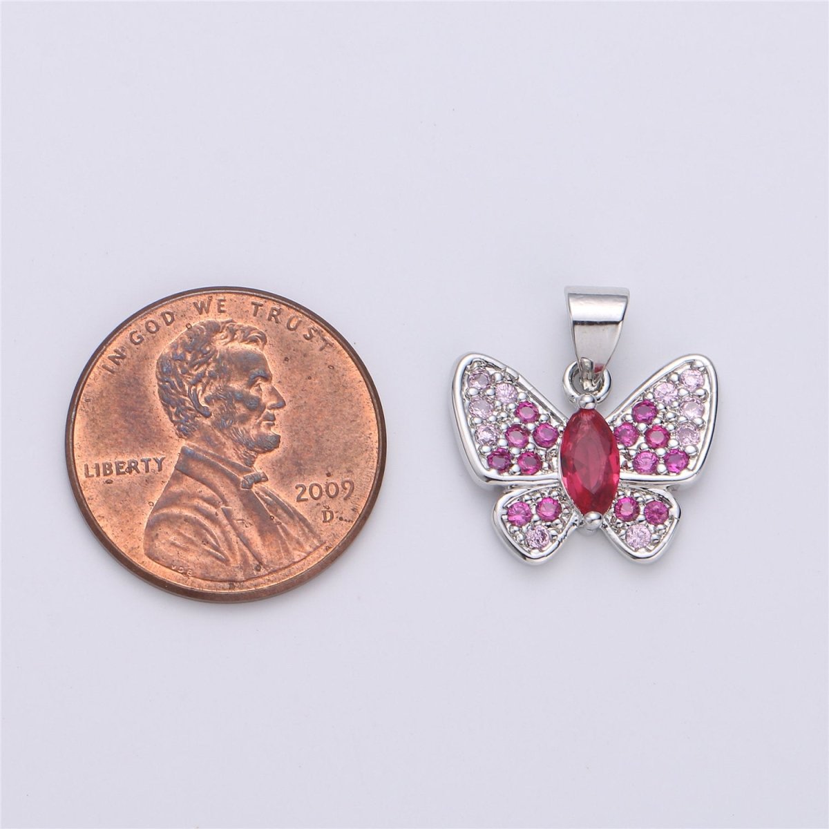 Dainty Silver Butterfly Charm - Insect Charm - 17X16mm - Butterfly Pendants - Micro Pave Charms Cubic Butterfly Charms I-603
