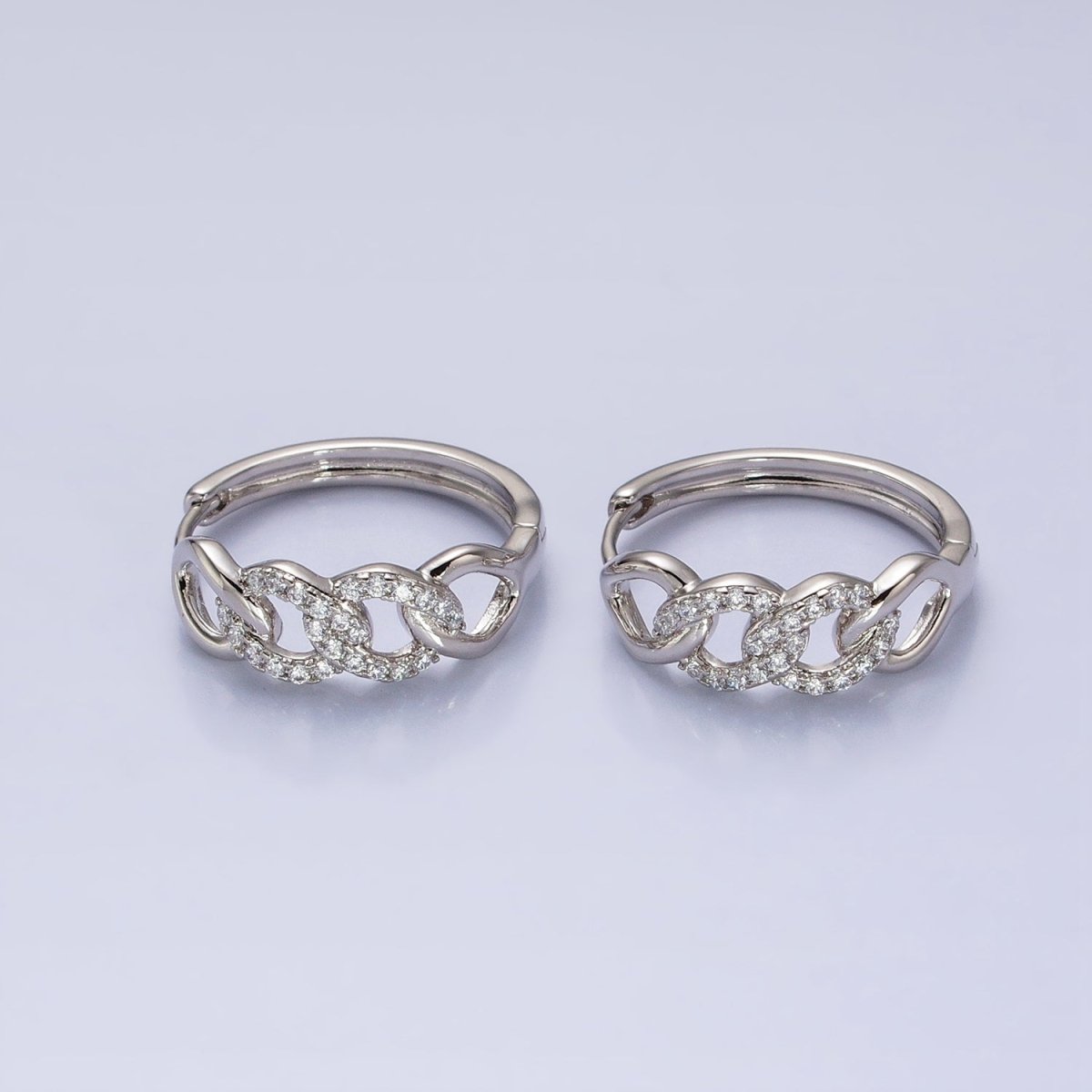 Dainty Silver Chain Link with CZ Micro Pave Stone AB786