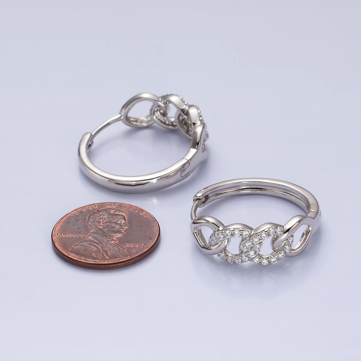 Dainty Silver Chain Link with CZ Micro Pave Stone AB786