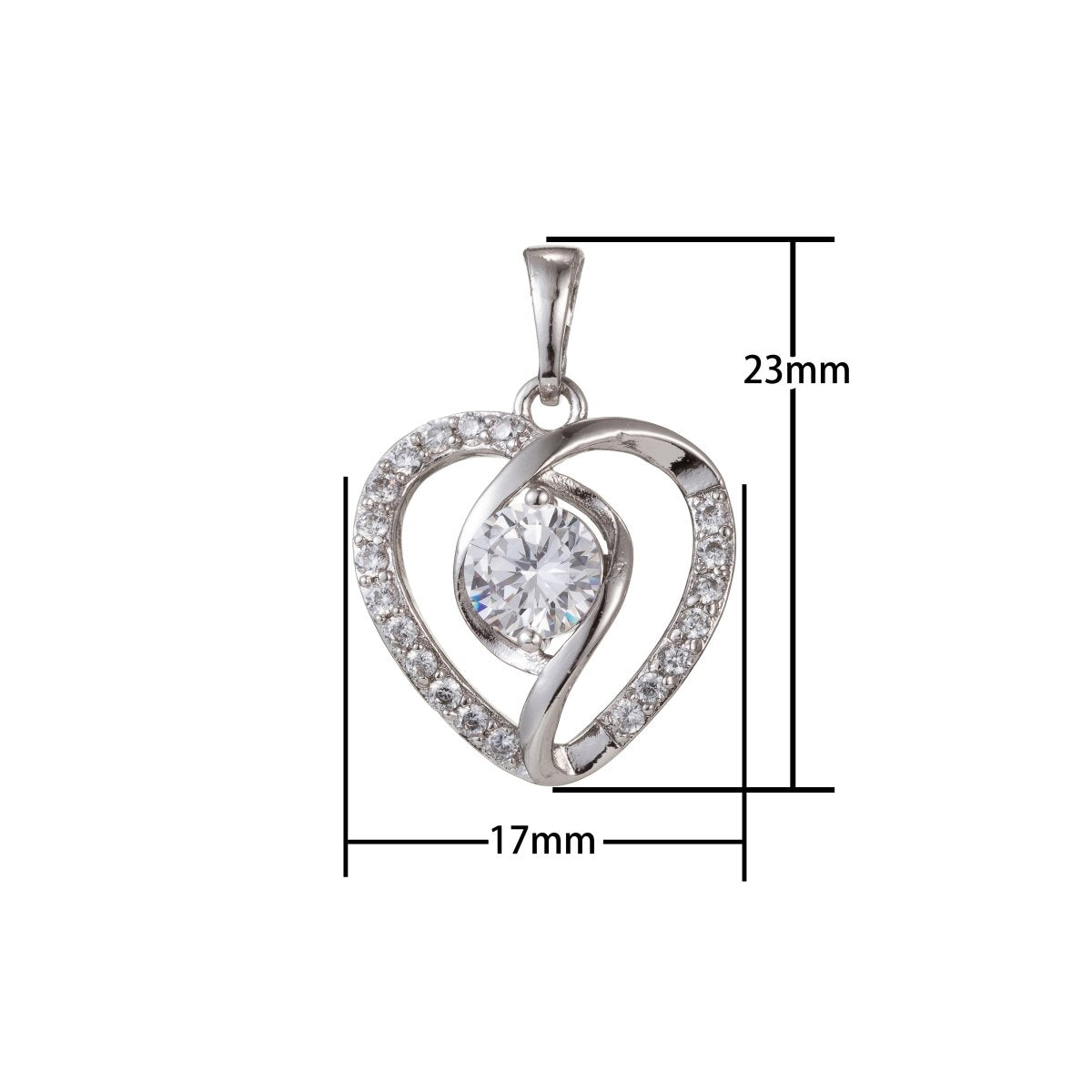 Dainty Silver Gold Filled Crystal Heart Pendants  I-469