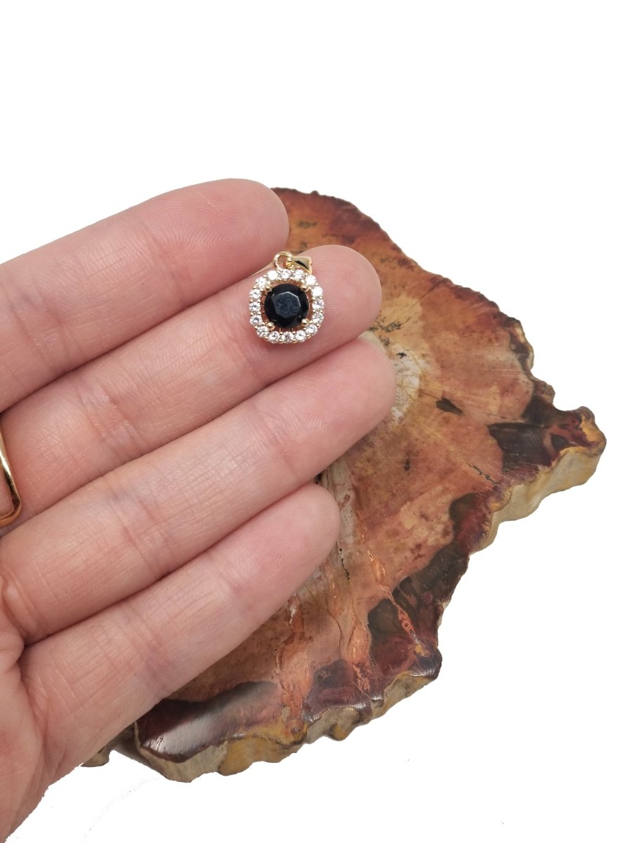 Dainty Silver White, 18K Gold Filled Gem Stone Charm Pendant Classic Diamond Round Cut Cubic Gemstone Necklace Earring for Jewelry Making N-1319 I-117~I-122