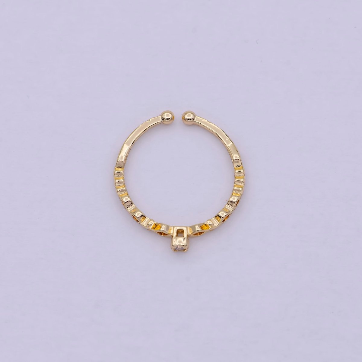 Dainty Solitaire Ring Open Adjustable Gold Ring Jewelry U-219