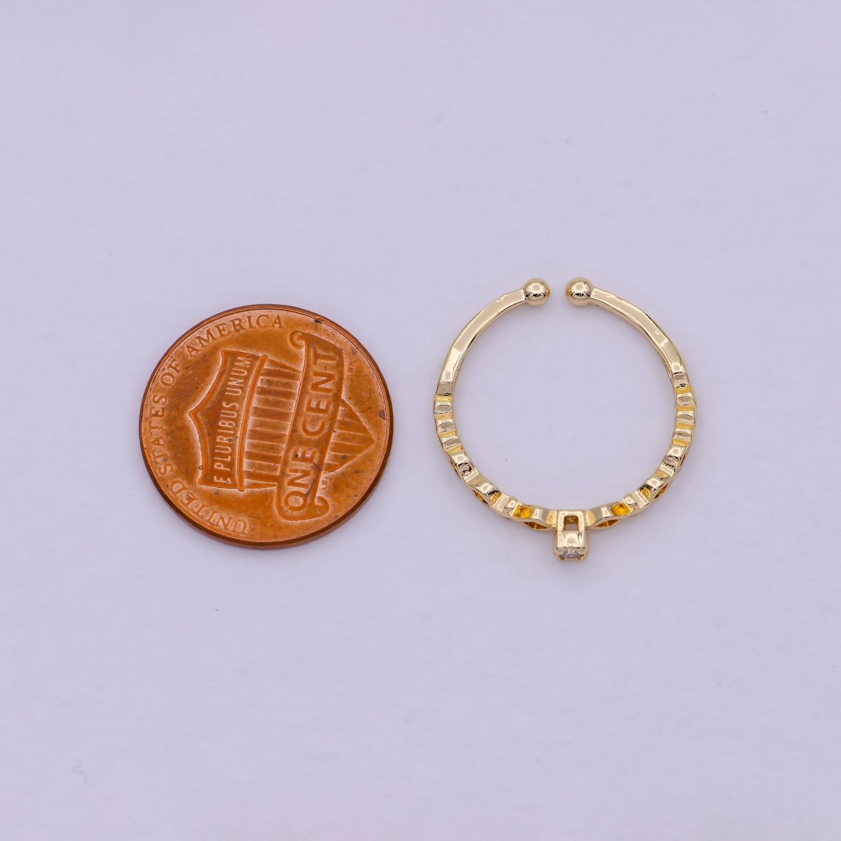 Dainty Solitaire Ring Open Adjustable Gold Ring Jewelry U-219