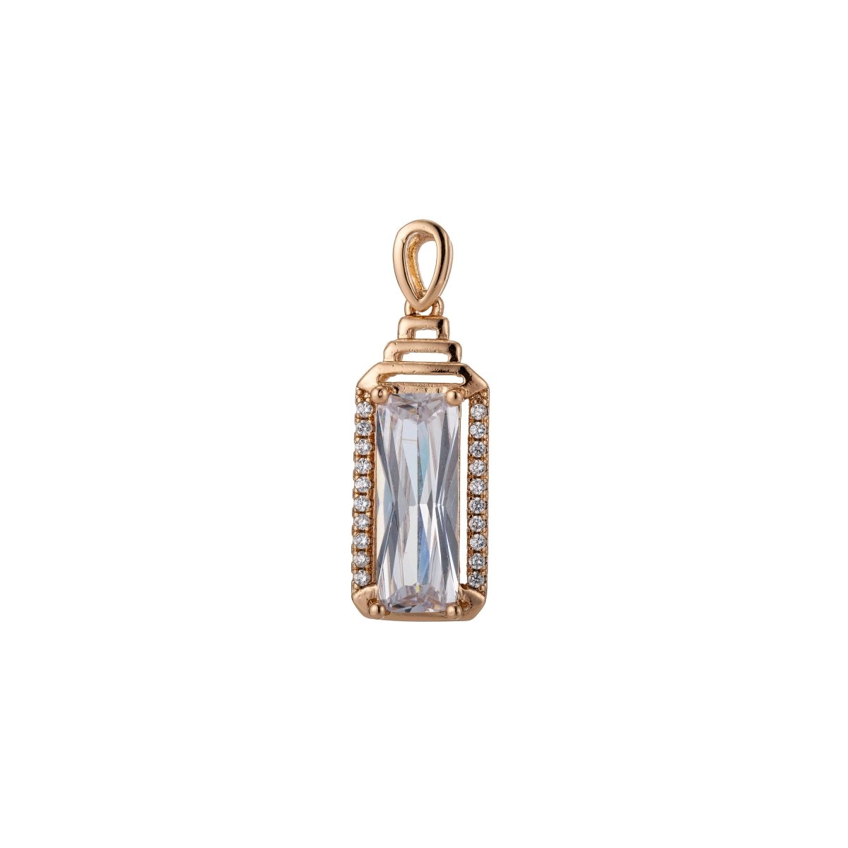 Dainty Square Diamond Geometric pendant in 18K Gold Fill Charm Micro Pave Pendant H-814