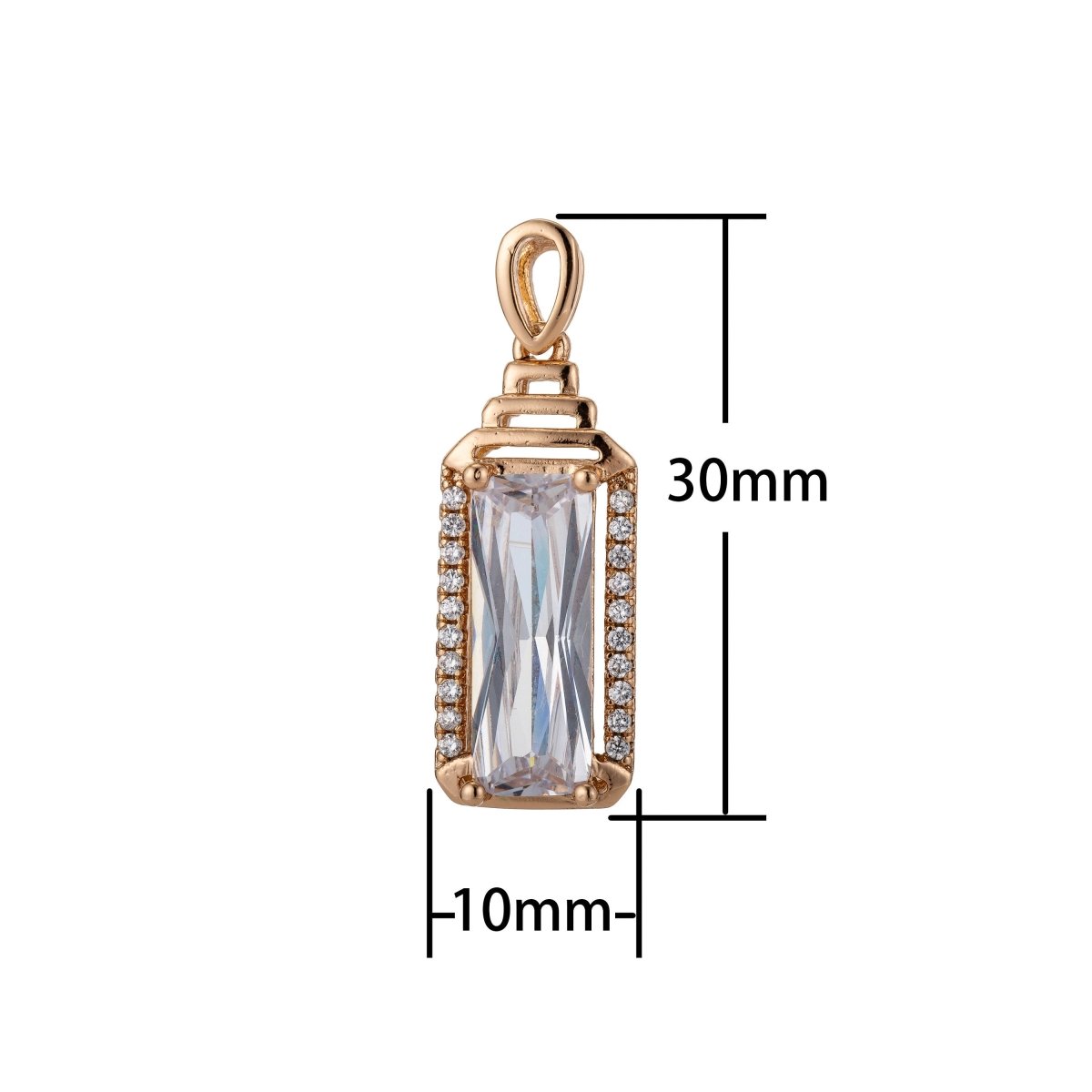 Dainty Square Diamond Geometric pendant in 18K Gold Fill Charm Micro Pave Pendant H-814