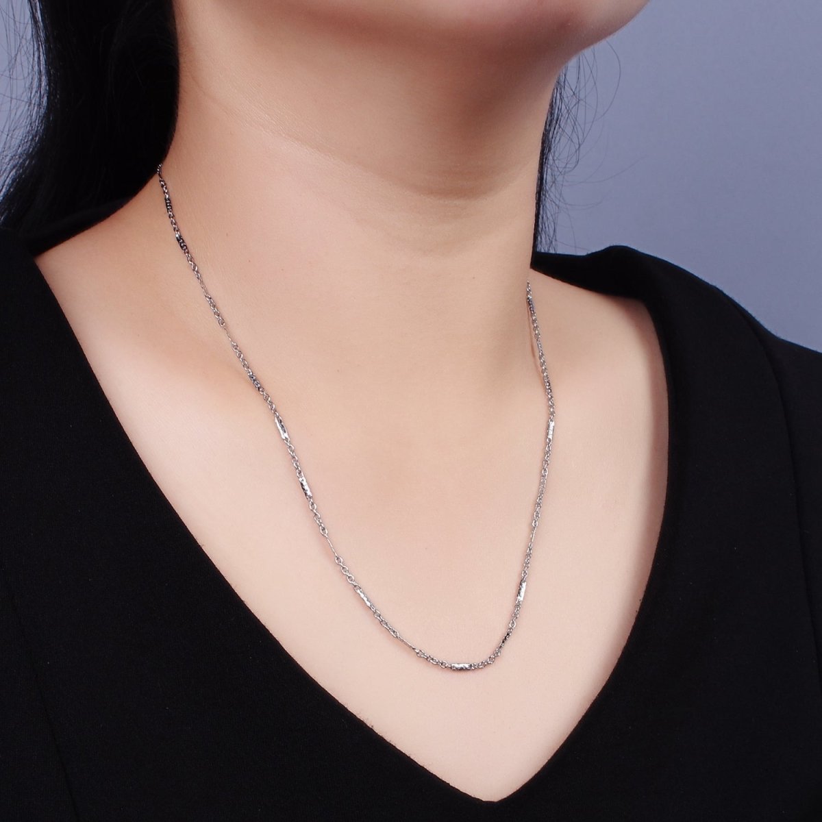 Dainty Stainless Steel 1.5mm Cable Chain 19.6 Inch Necklace in Silver | WA-2396