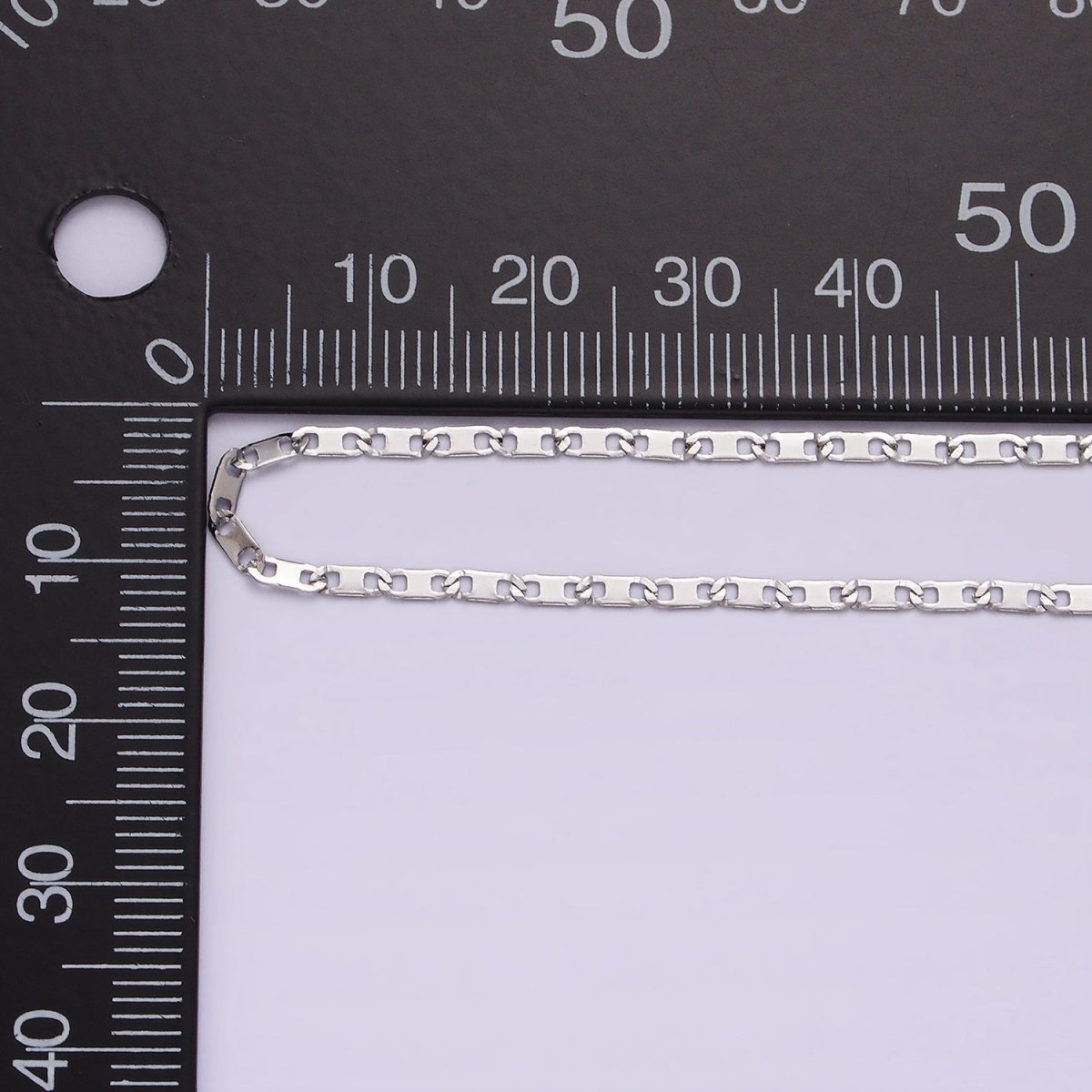 Dainty Stainless Steel 1.9mm Flat Anchor Mariner Chain 17.7 Inch Necklace in Silver | WA-2378