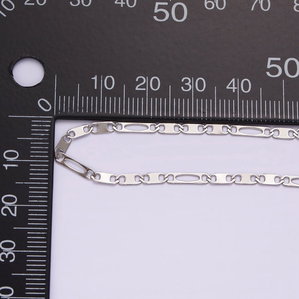 Dainty Stainless Steel 2.3mm Flat Anchor Figaro Chain 18 Inch Necklace in Silver | WA-2382
