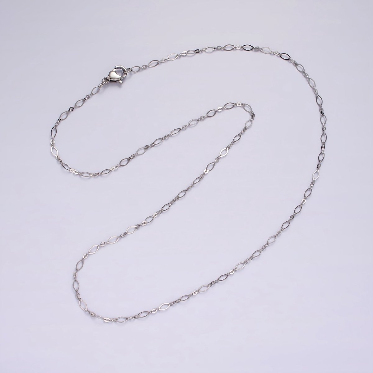 Dainty Stainless Steel 2.4mm Oval Cable Long and Short Fancy Chain 18 Inch Necklace in Silver | WA-2384