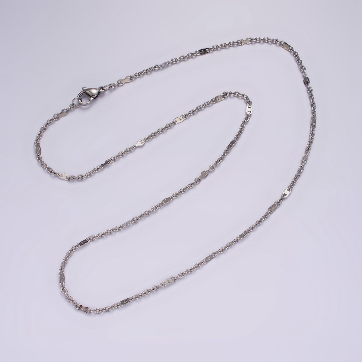 Dainty Stainless Steel 2.4mm Unique Cable Chain 20 Inch Necklace in Silver | WA-2383