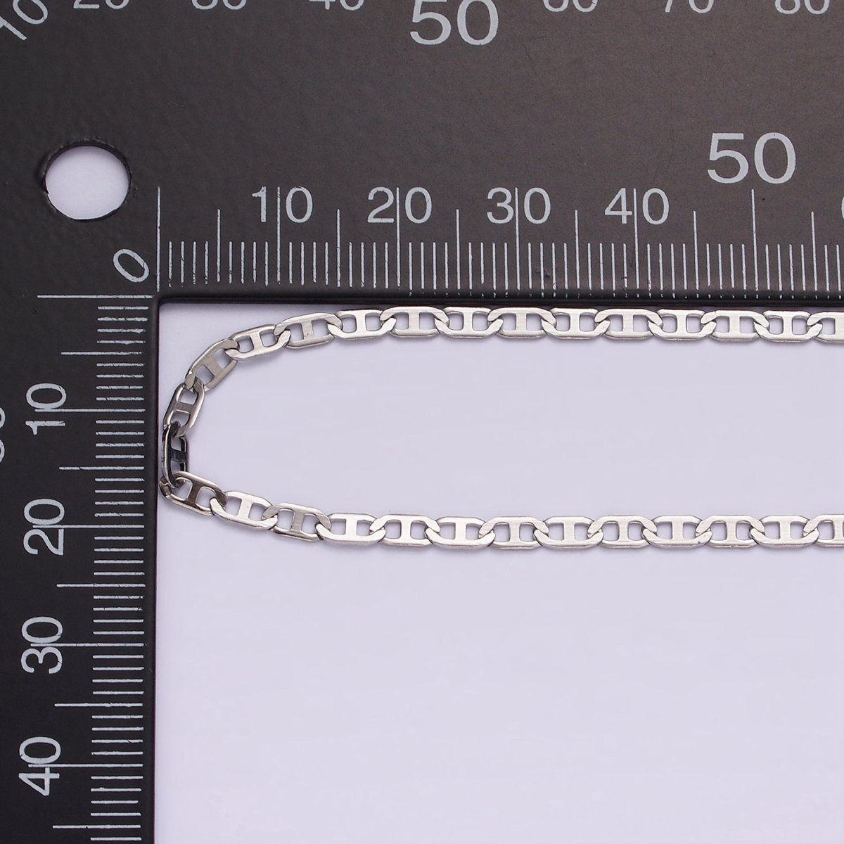 Dainty Stainless Steel 2.6mm Flat Anchor Chain 18 Inch Necklace in Silver | WA-2379