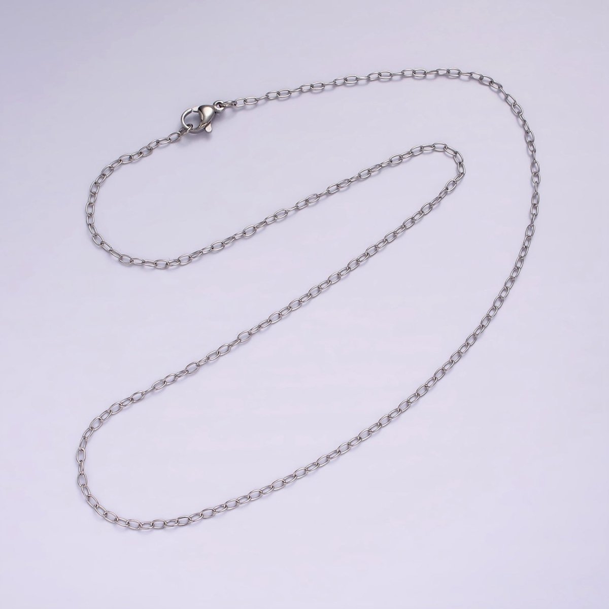 Dainty Stainless Steel 2mm Cable Chain 18 Inch Necklace in Silver | WA-2381