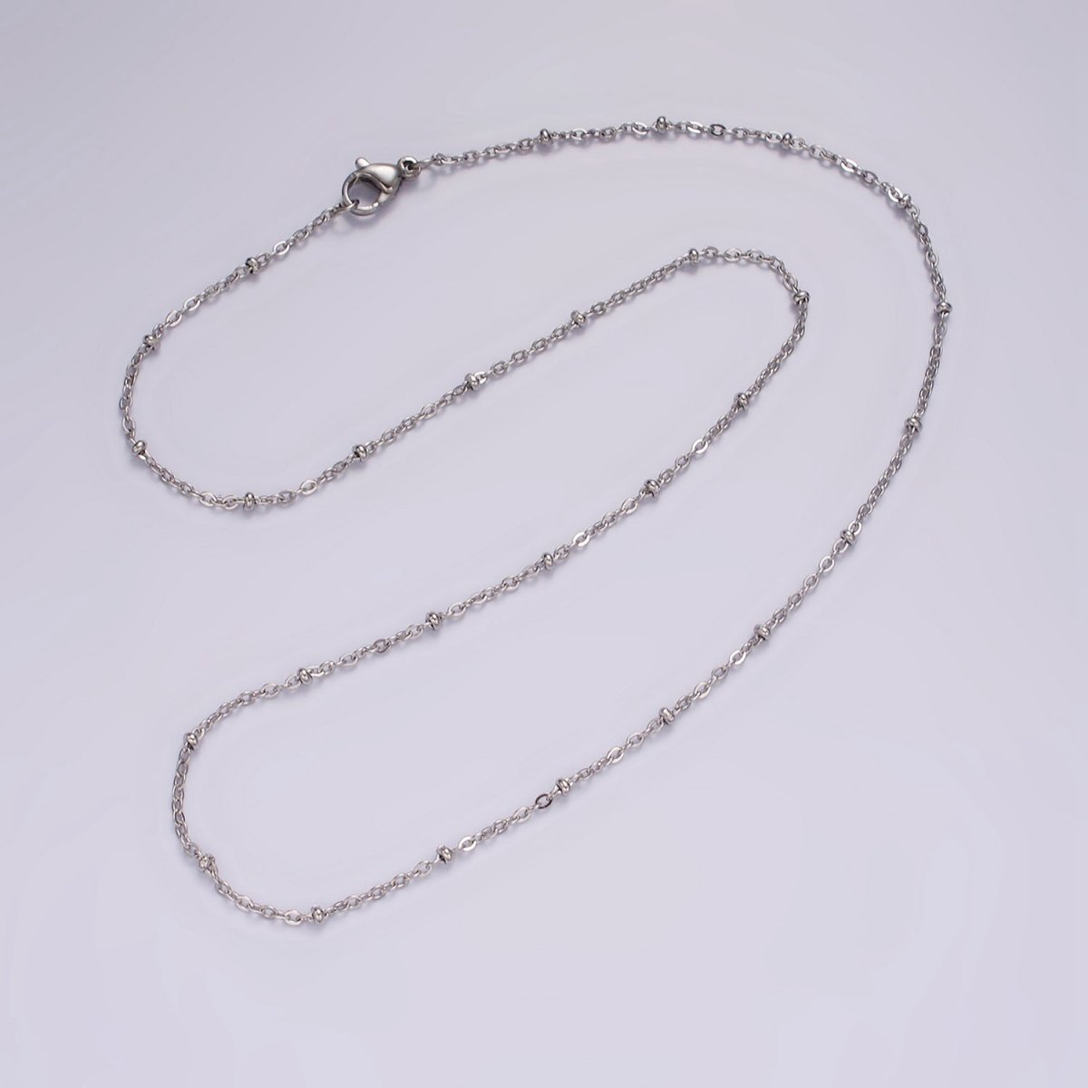 Dainty Stainless Steel 2mm Satellite Chain 18 Inch Necklace in Silver | WA-2385