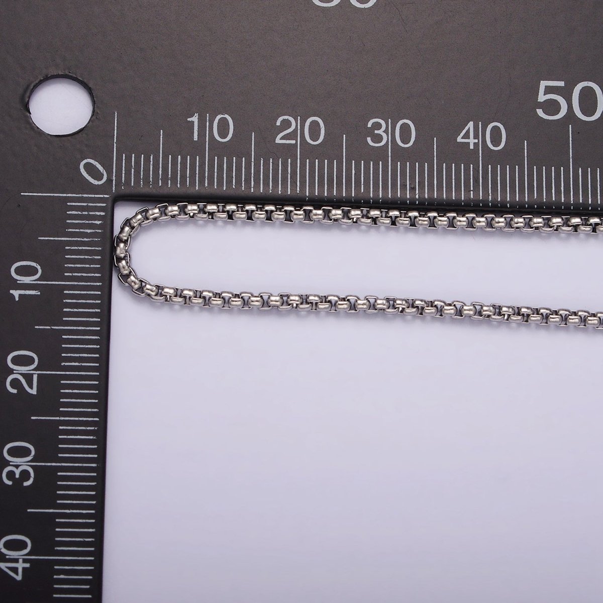 Dainty Stainless Steel Box Chain Necklace 19.5 inch in Silver | WA-2400