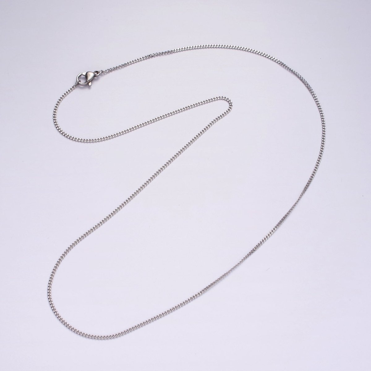 Dainty Stainless Steel Curb Chain Necklace 20 inch in Silver | WA-2403
