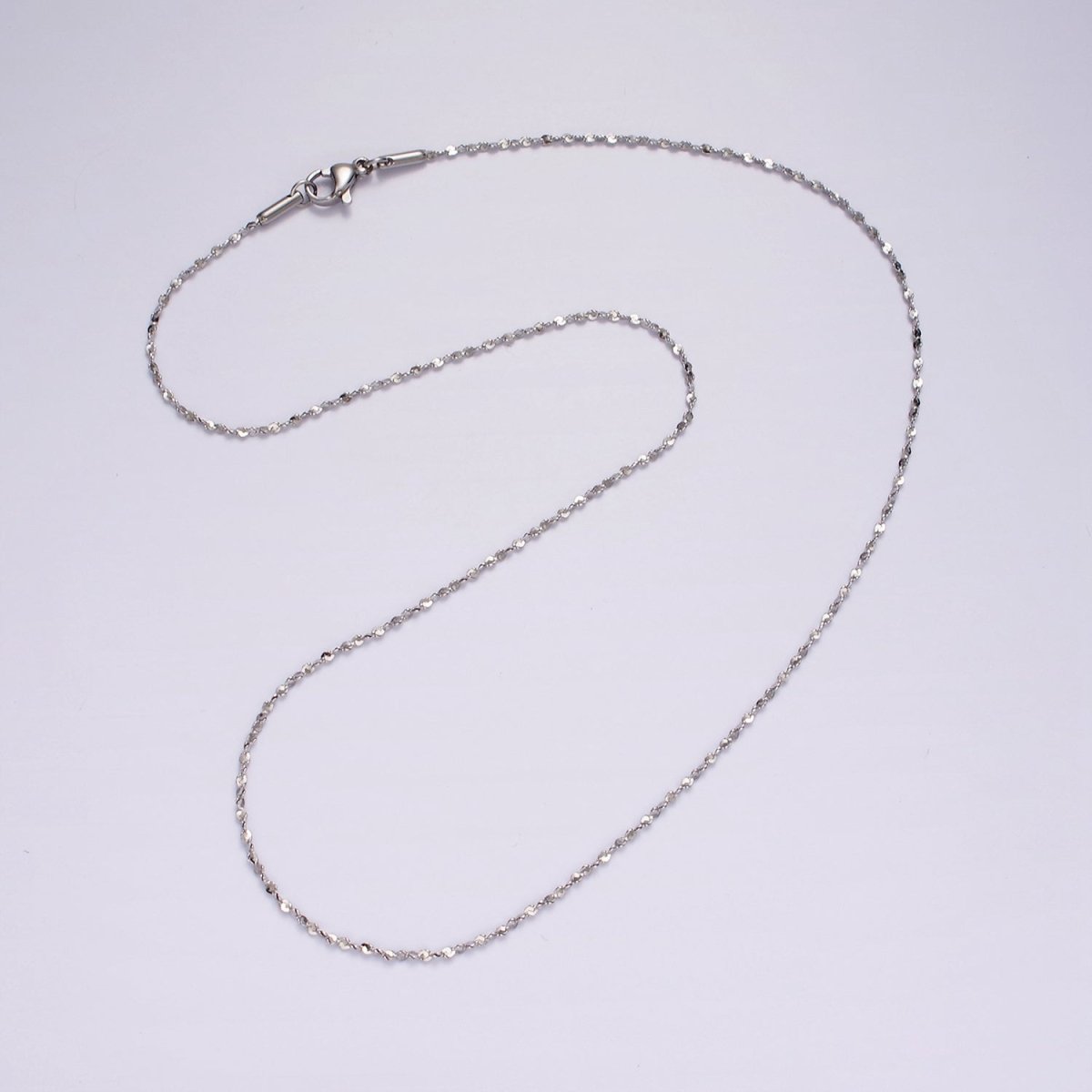 Dainty Stainless Steel Twisted Cable Chain Necklace 18 inch in Silver | WA-2401