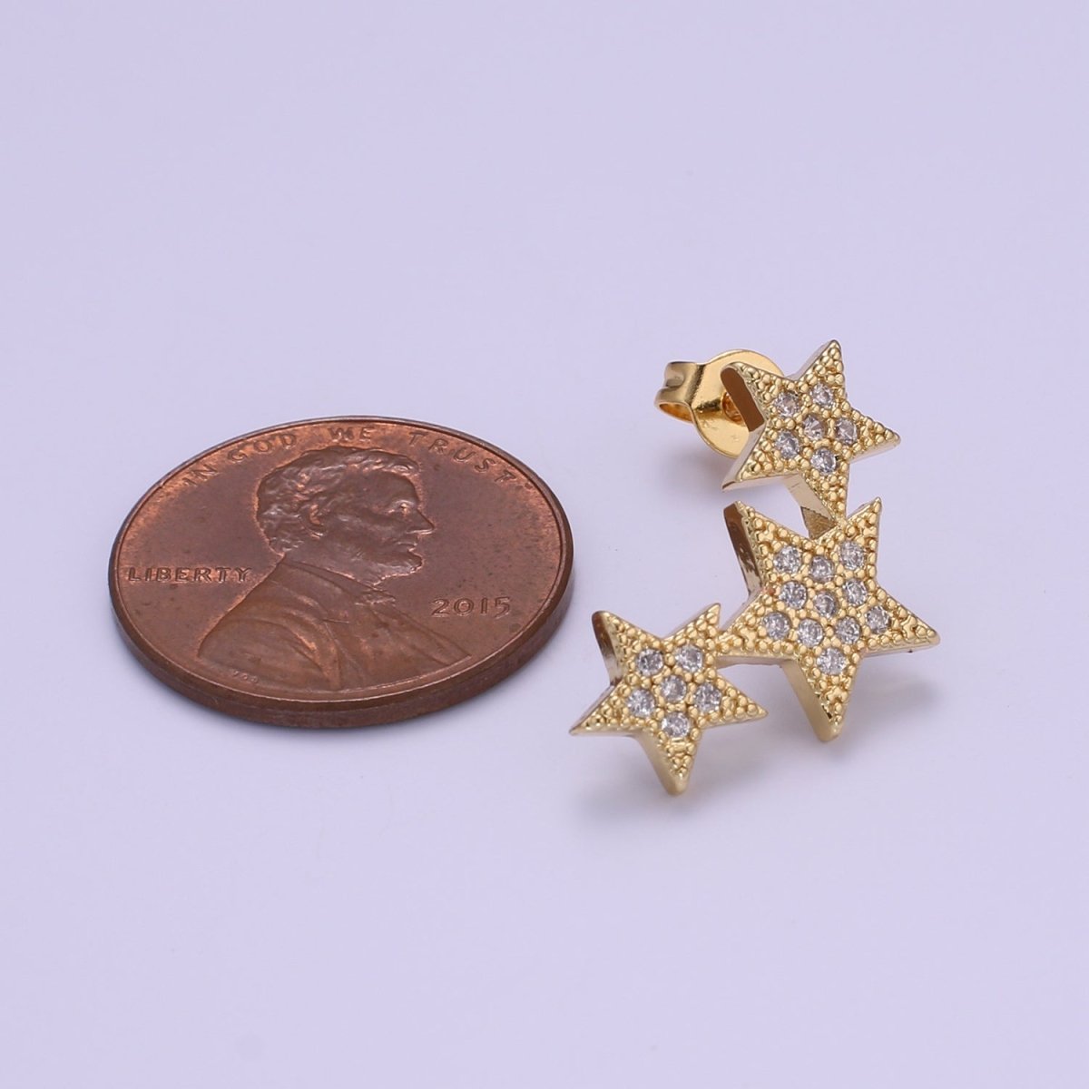 Dainty Star CZ Stud Earrings, 14K gold earring, tiny studs, minimal earring, gold cz stud earring P-072