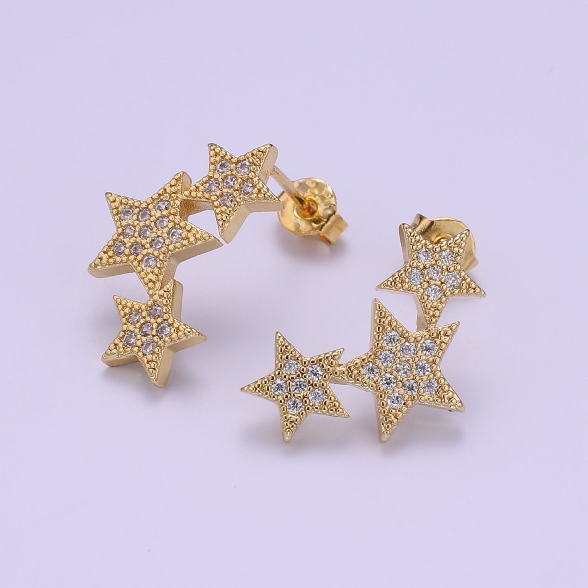 Dainty Star CZ Stud Earrings, 14K gold earring, tiny studs, minimal earring, gold cz stud earring P-072