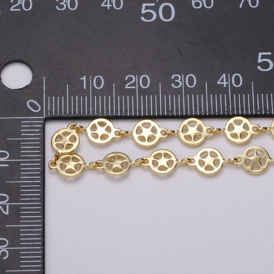 Dainty Star Geometric Chain by Yard Handmade chain, 5x12.8mm Gold cowboy Star Sheriff plated Chain for Necklace Bracelet 24K Gold Filled | ROLL-459 Clearance Pricing