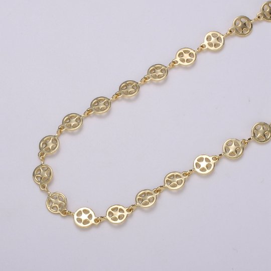 Dainty Star Geometric Chain by Yard Handmade chain, 5x12.8mm Gold cowboy Star Sheriff plated Chain for Necklace Bracelet 24K Gold Filled | ROLL-459 Clearance Pricing