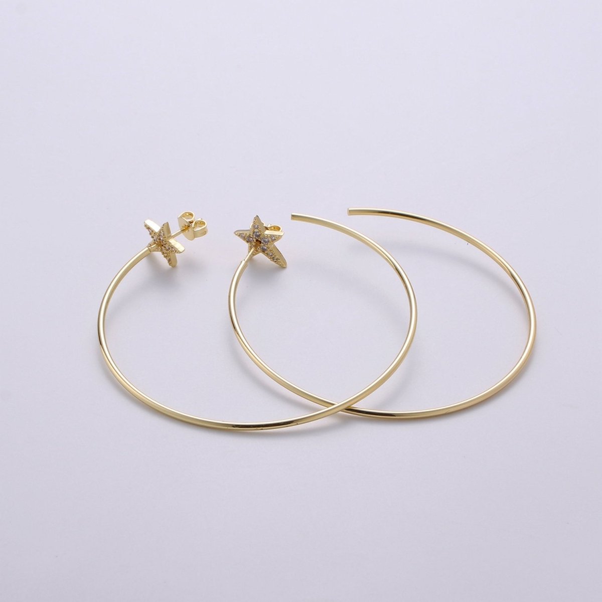 Dainty Star Hoop Earrings, Gold Vermeil Earrings Minimalist Earrings, Classic Thin Hoops, Thin, Lightweight Every day Earring for Gift Q-194