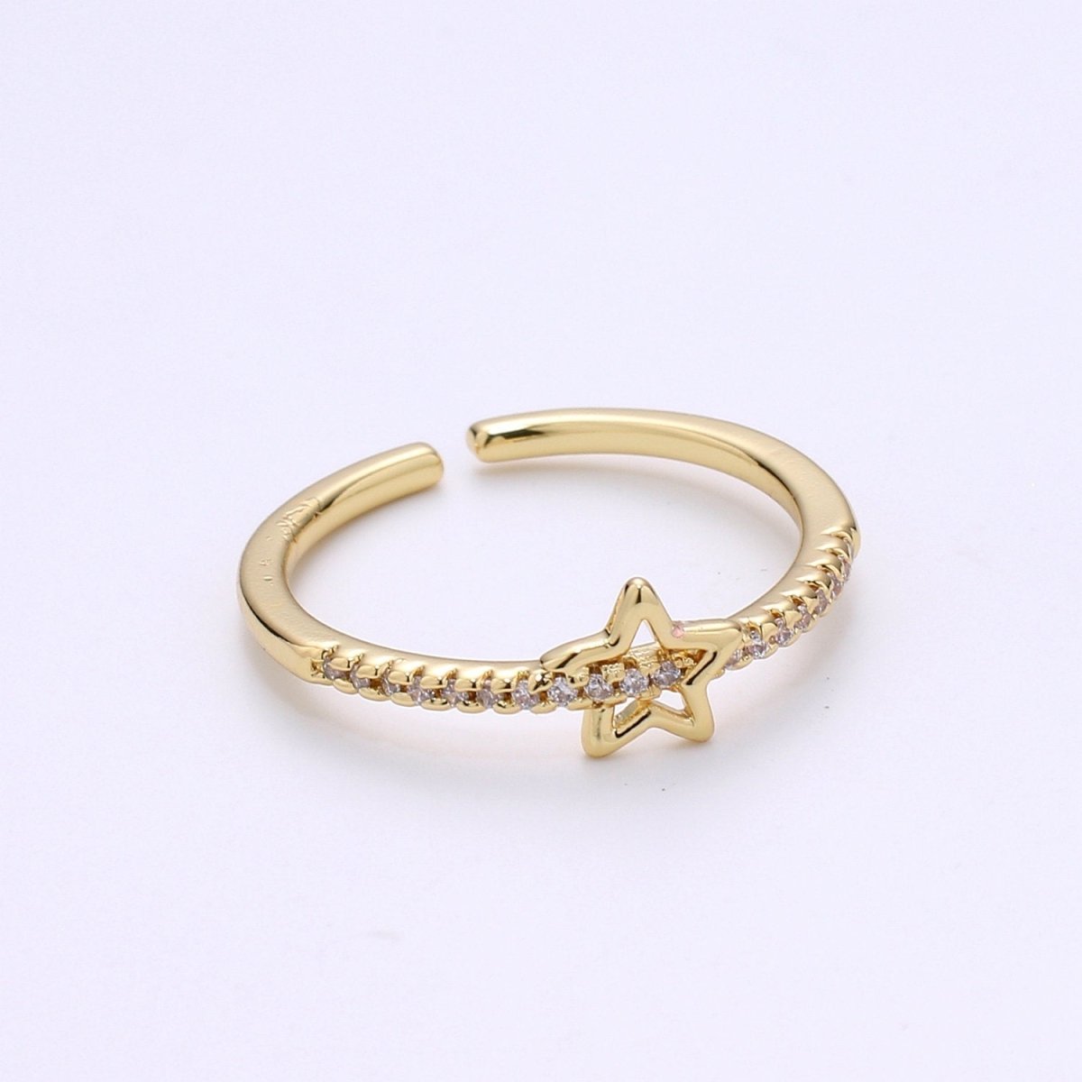 Dainty star ring, Gold ring, cz ring, cubic zirconia ring, Minimalist ring, 5-pointed fine star-shaped ring with zirconia for Christmas Gift R-135