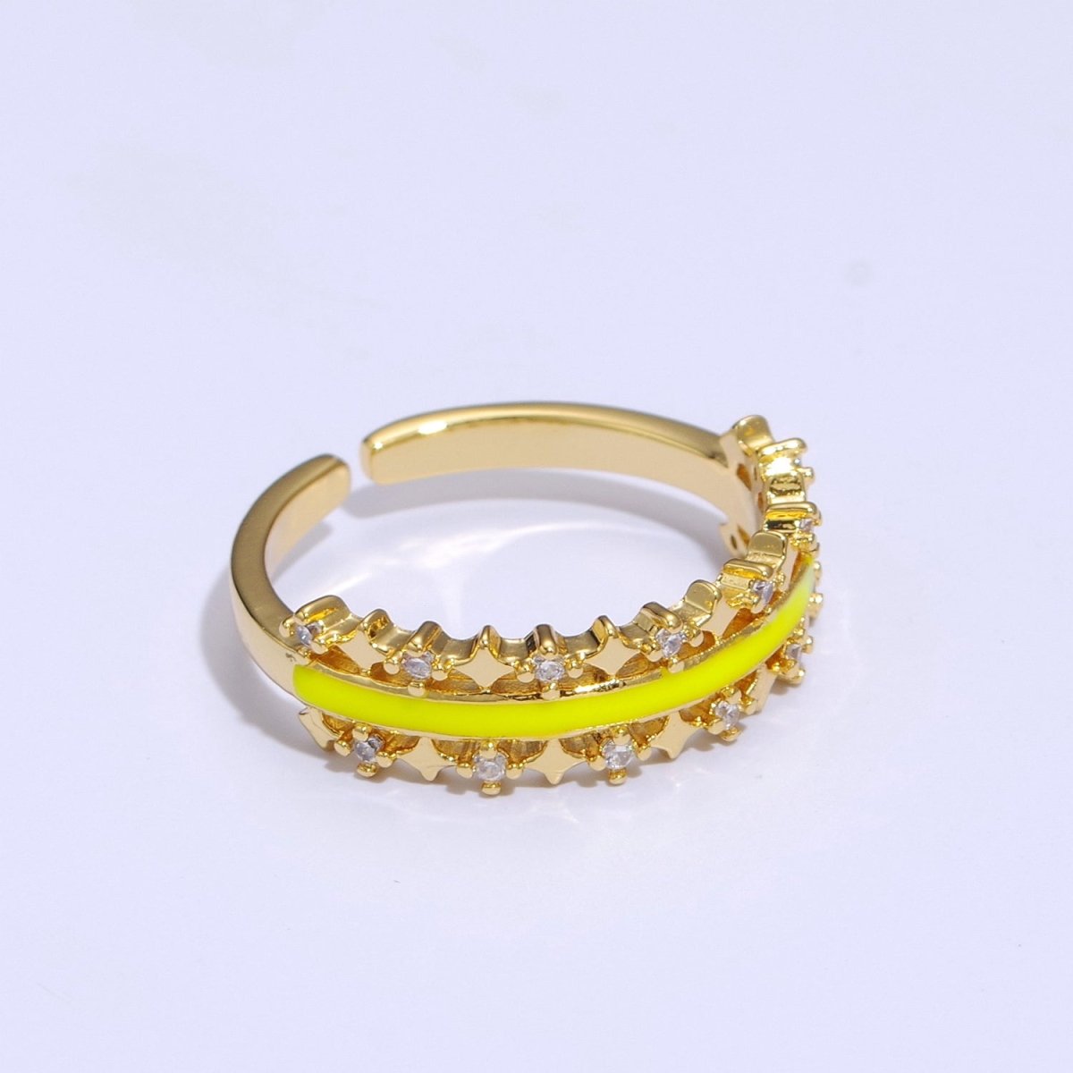 Dainty Star Ring Open Adjustable Ring Neon Enamel Colorful Band Ring S-295 ~ S-304