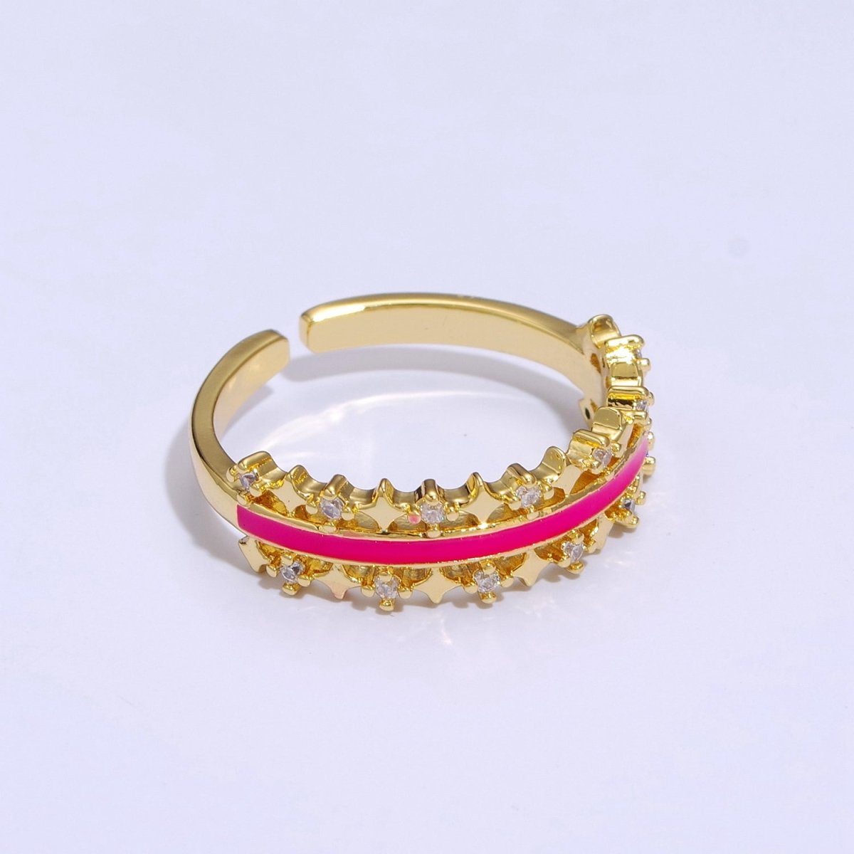 Dainty Star Ring Open Adjustable Ring Neon Enamel Colorful Band Ring S-295 ~ S-304