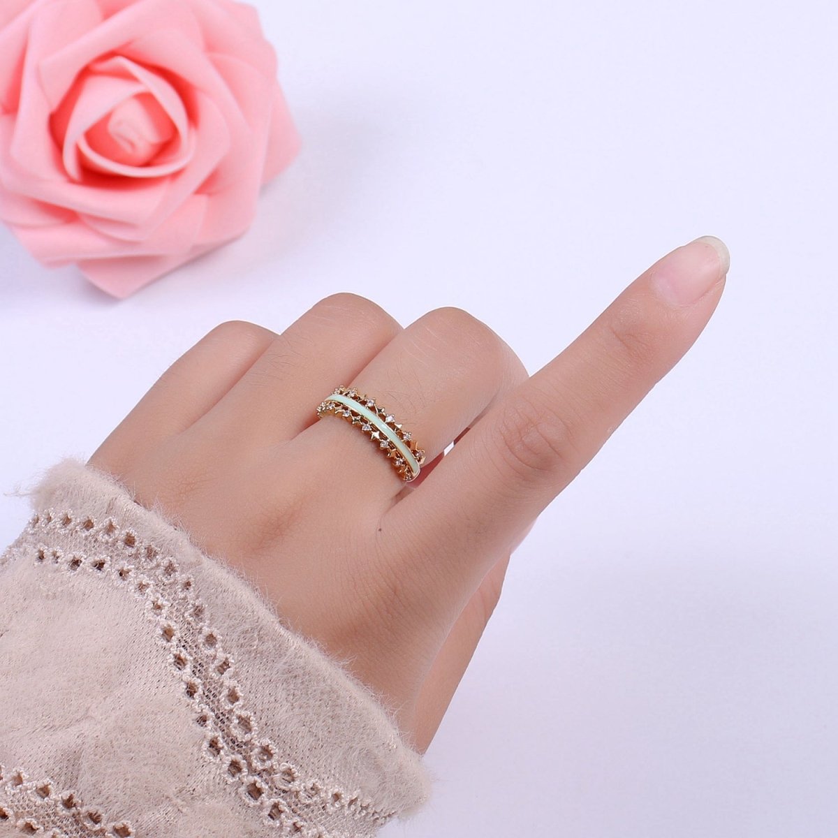 Dainty Star Ring Open Adjustable Ring Neon Enamel Colorful Band Ring S-295 ~ S-304