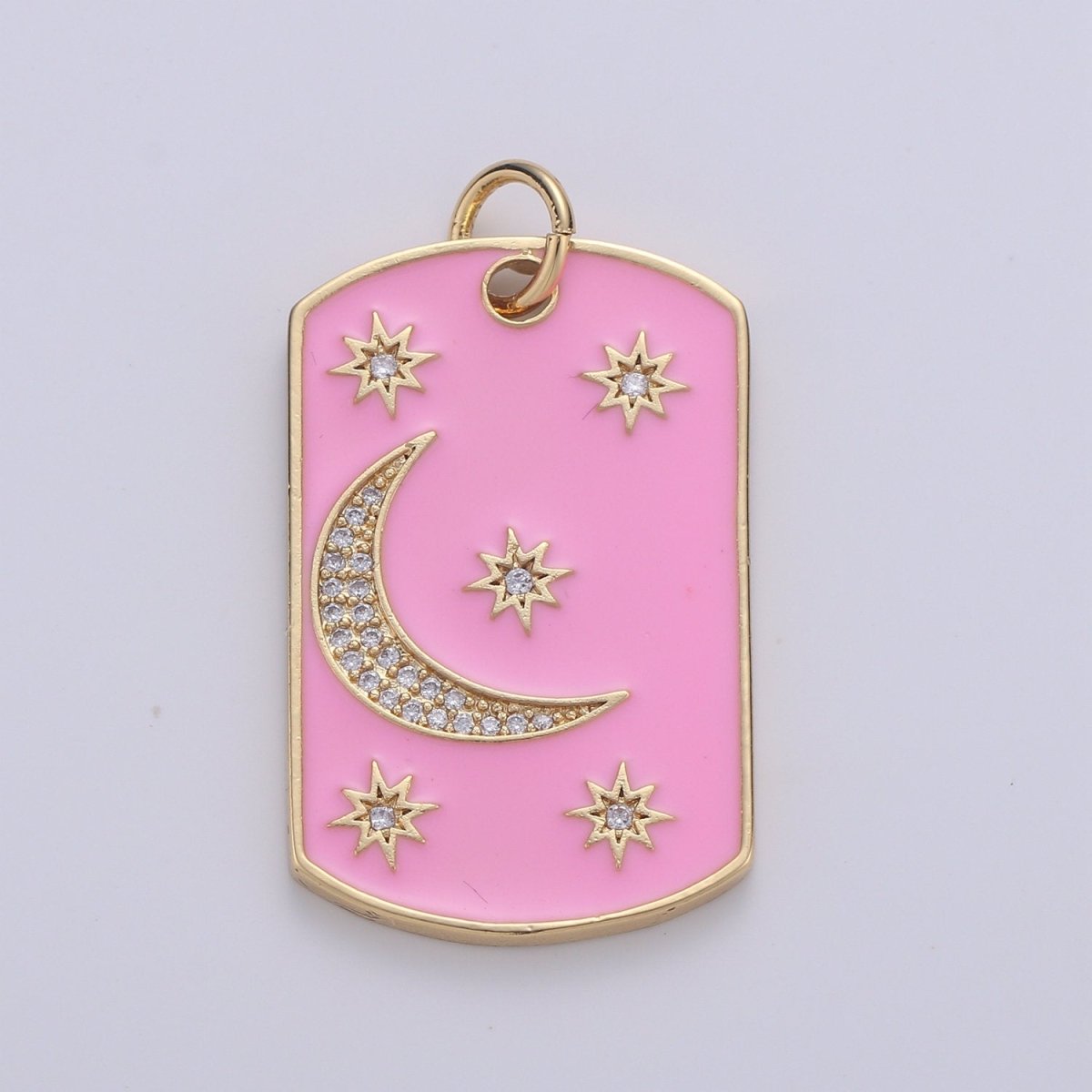 Dainty STARBURST Tag Pendant- 14k Gold Fill CZ North Star Charm, Enamel Dog Tag, Celestial Pendant, Micro Pave Charm D-300 - D-303