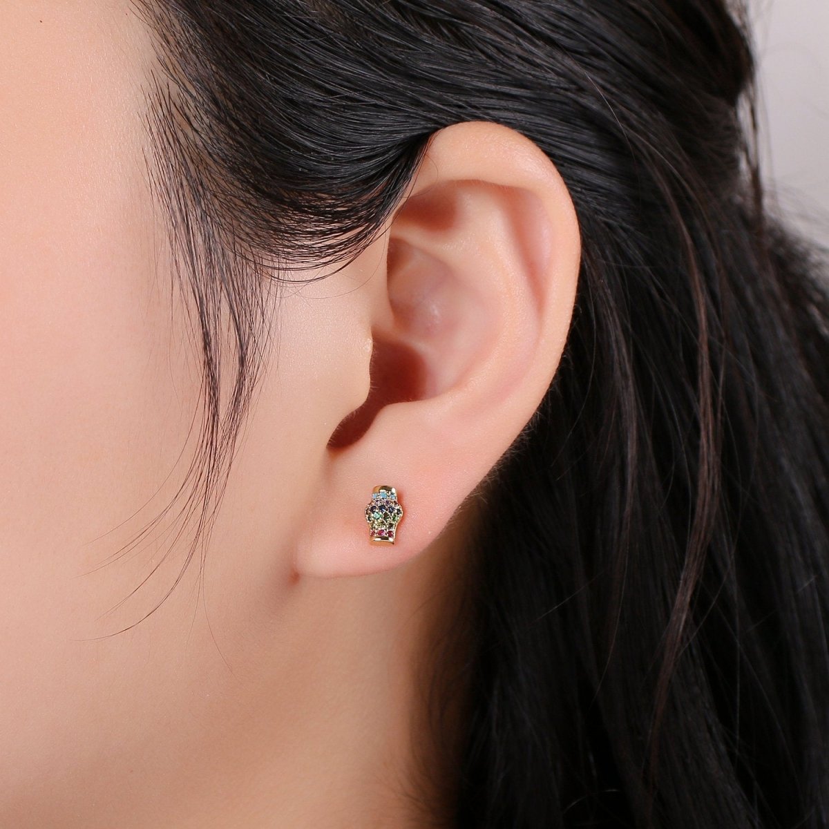 Dainty Stud EARING 1 pair Lampion Earring Gold Micro Pave Earring for Jewelry Christmas Gift Idea Q-267