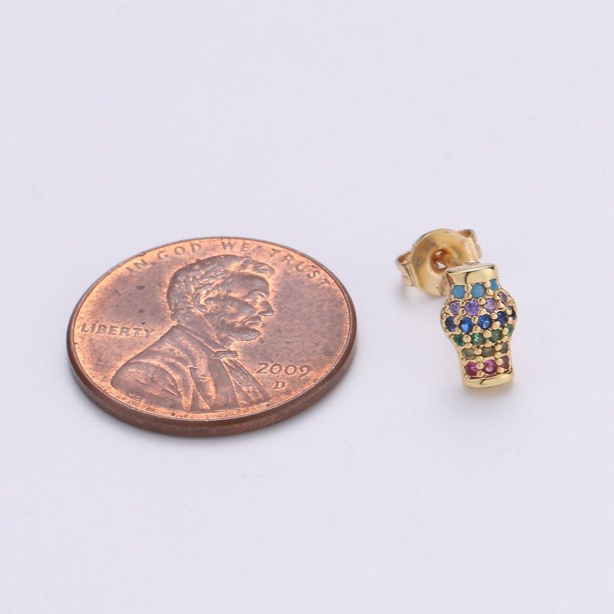 Dainty Stud EARING 1 pair Lampion Earring Gold Micro Pave Earring for Jewelry Christmas Gift Idea Q-267