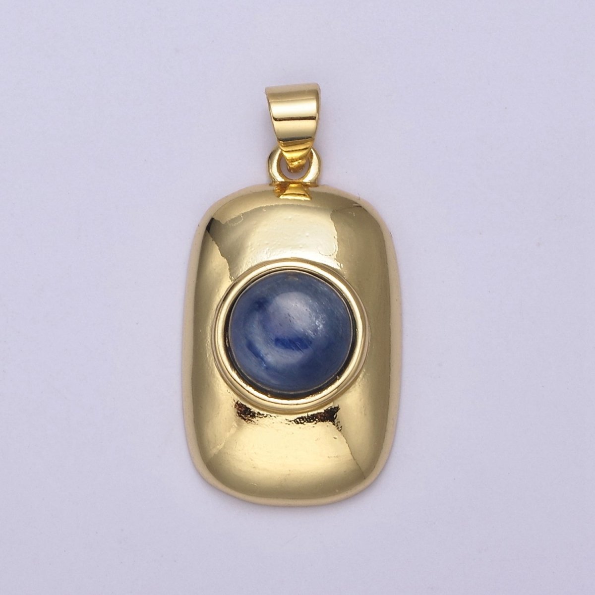 Dainty Tag Charm with Blue Tiger Eye Gemstone Beads For Necklace Pendant H-629