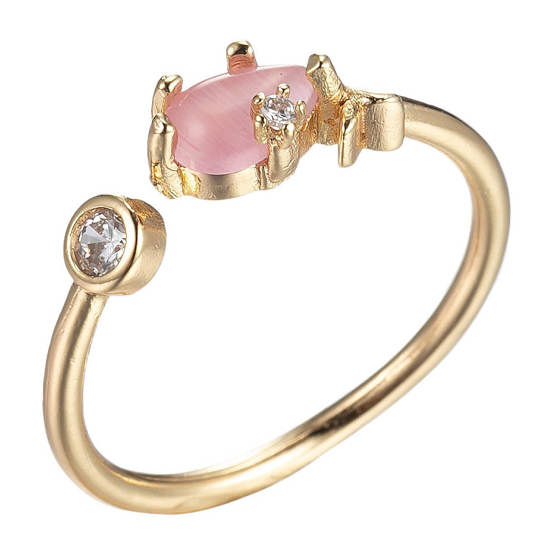 Dainty Tear Drop Cz Stone Ring Blue, Pink, White Stone