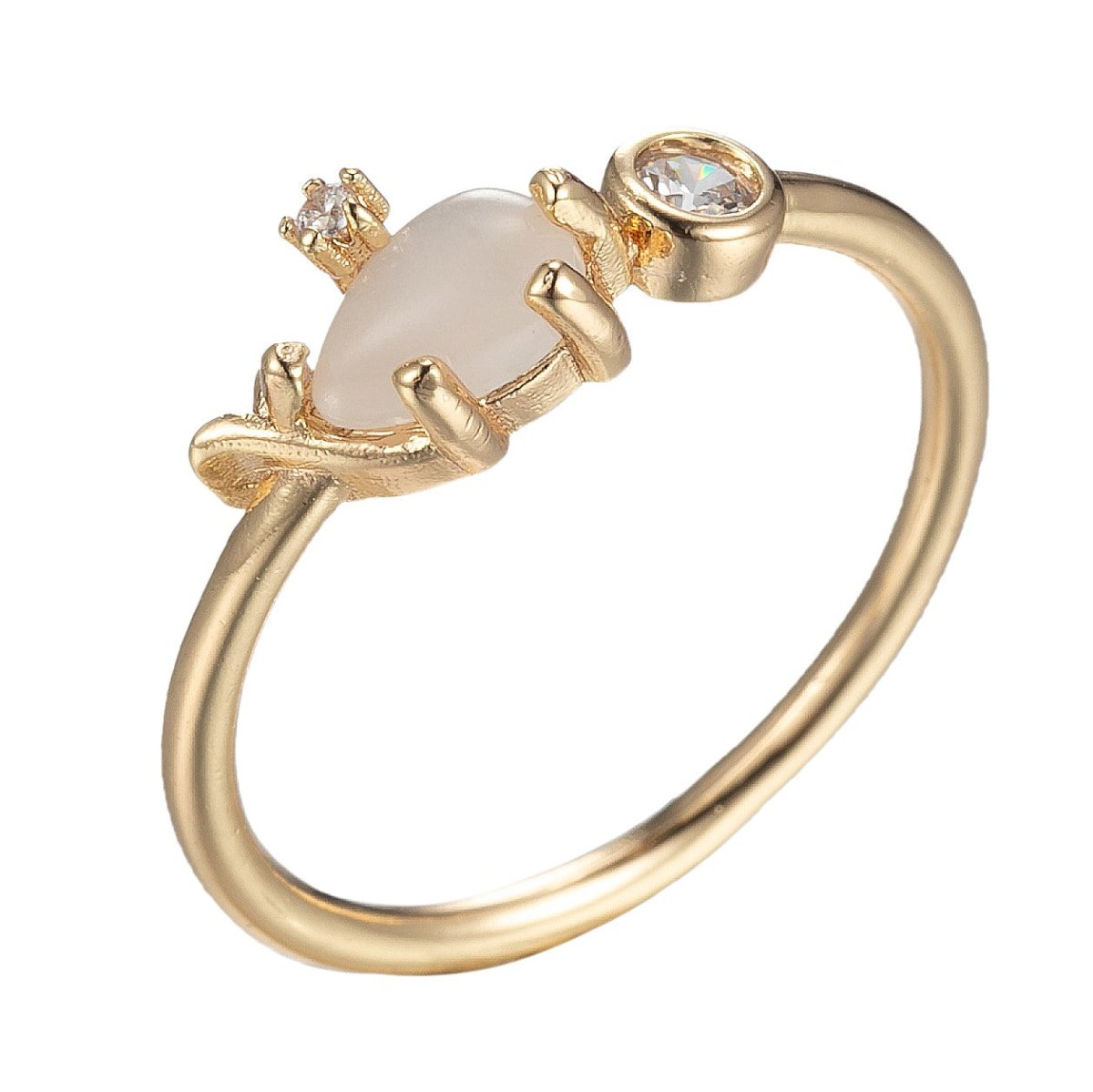 Dainty Tear Drop Cz Stone Ring Blue, Pink, White Stone
