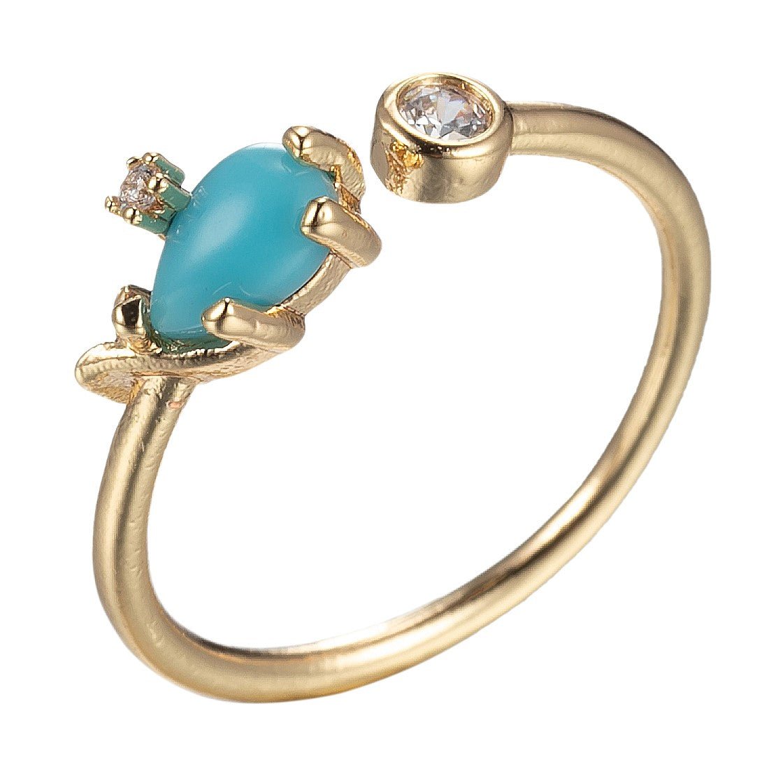 Dainty Tear Drop Cz Stone Ring Blue, Pink, White Stone